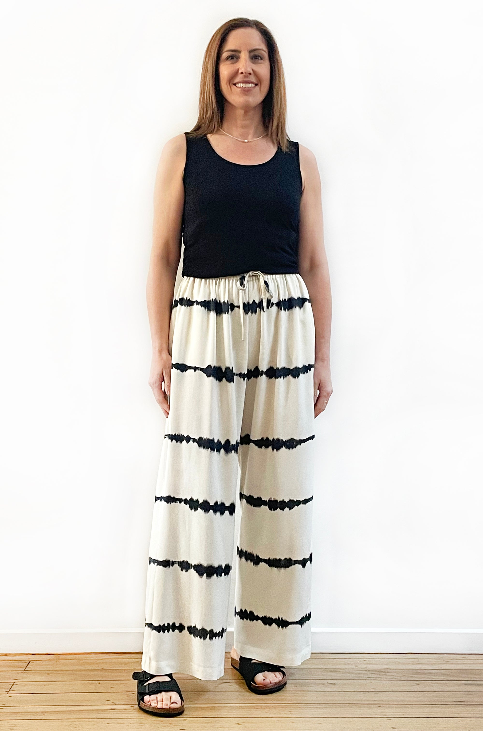 HAND DYED FULL LENGTH WIDE LEG PANT STRIPE