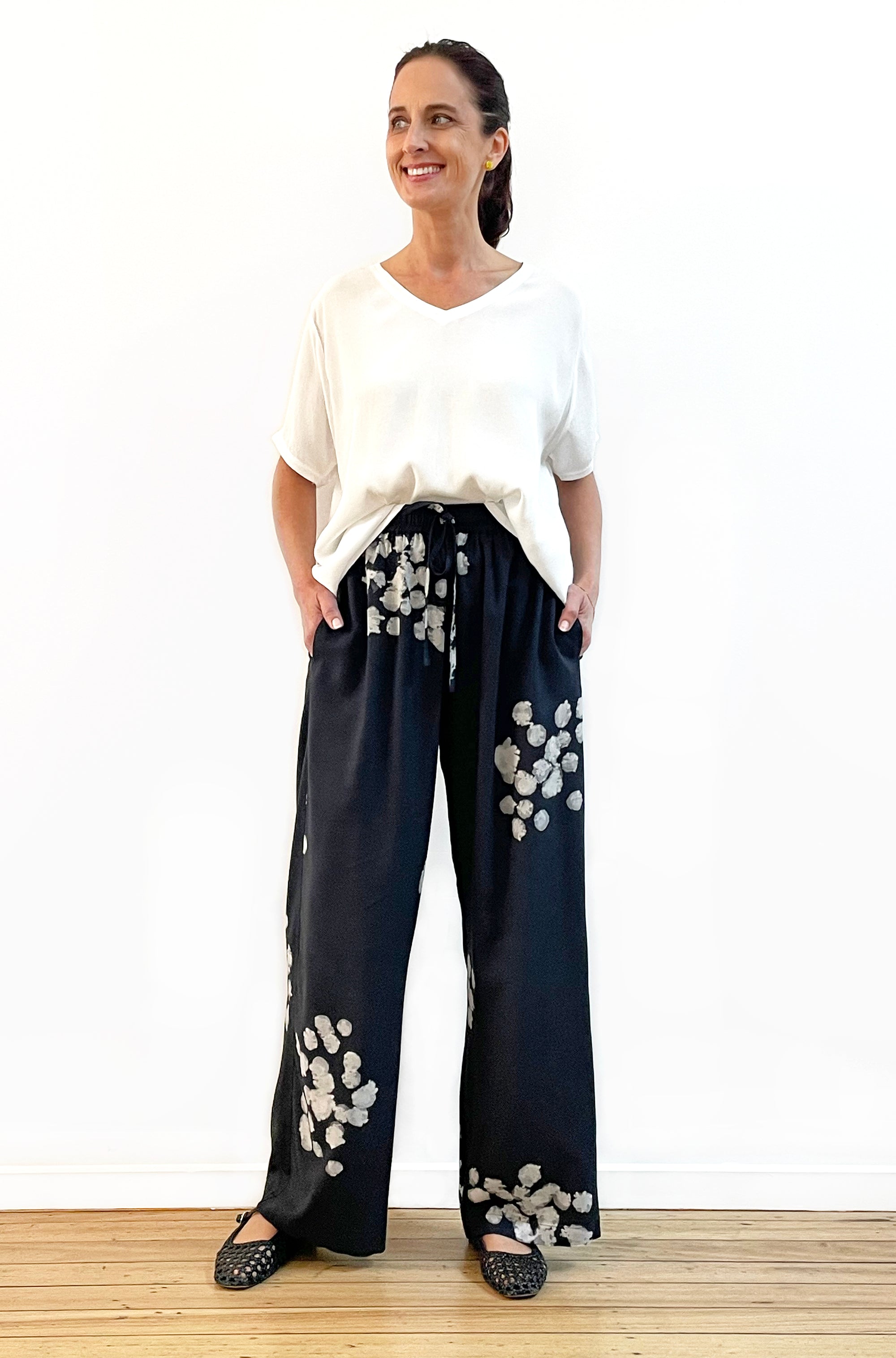 HAND DYED FULL LENGTH WIDE LEG PANT BLOSSOM