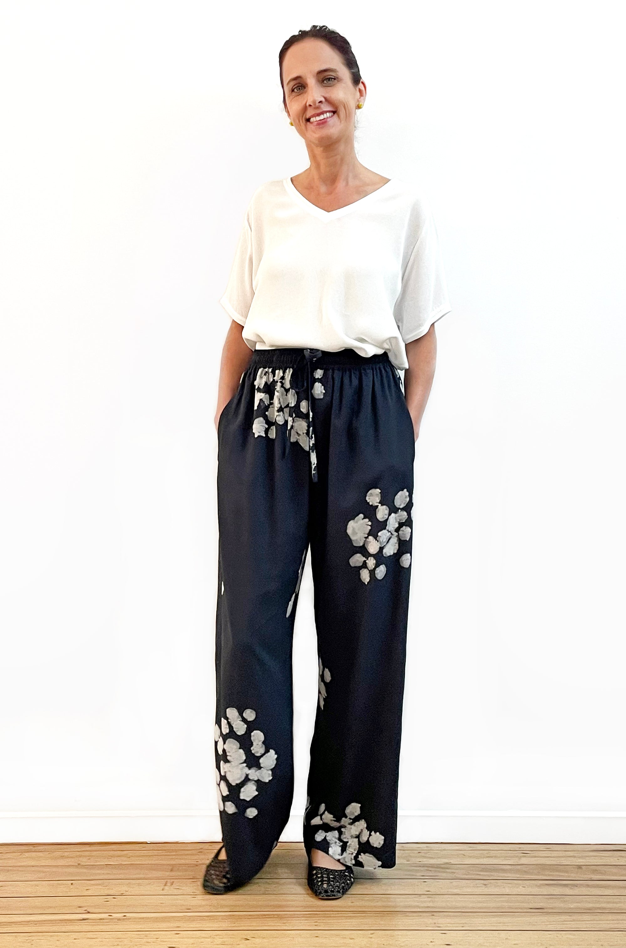 HAND DYED FULL LENGTH WIDE LEG PANT BLOSSOM