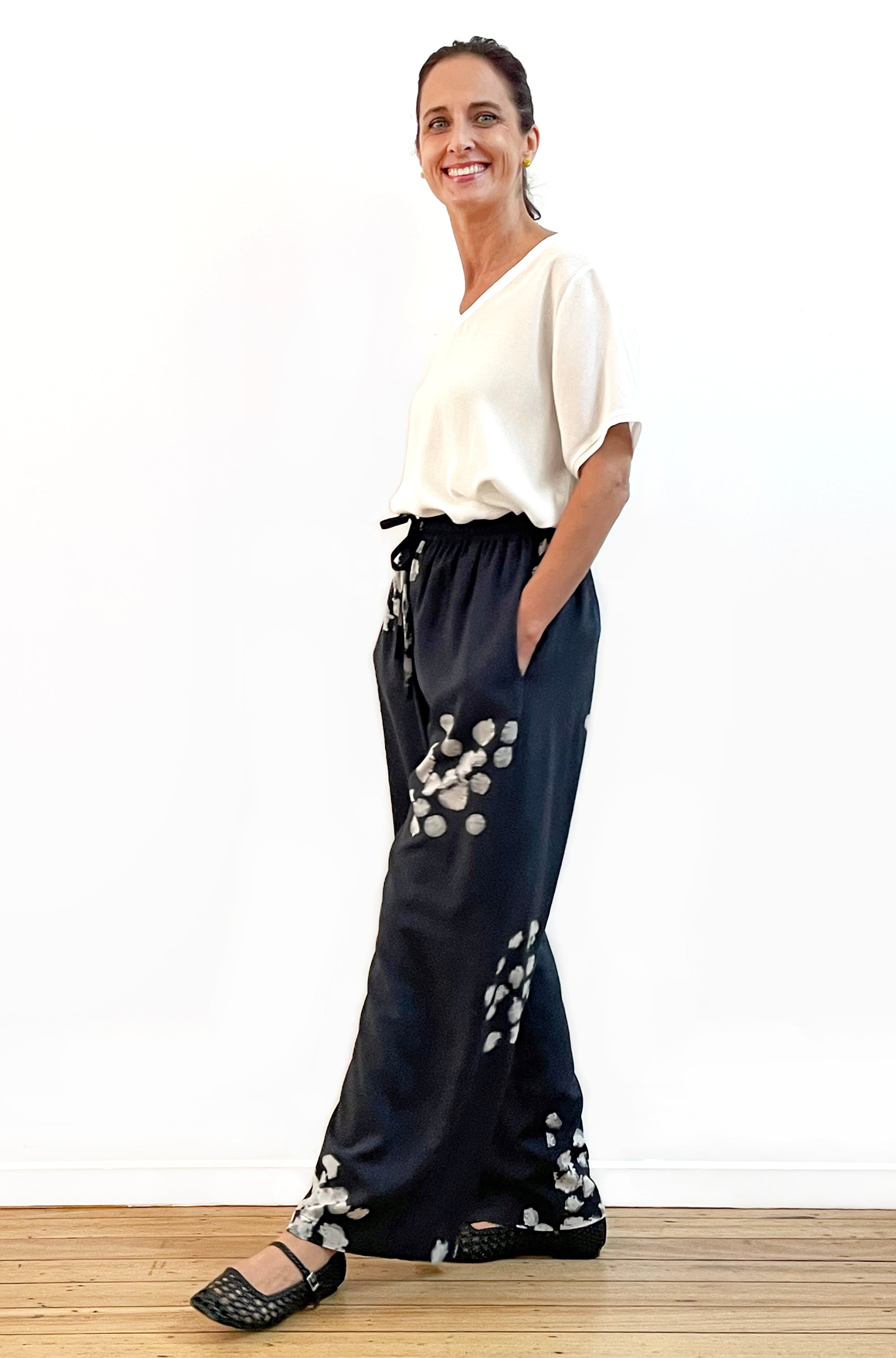 HAND DYED FULL LENGTH WIDE LEG PANT BLOSSOM