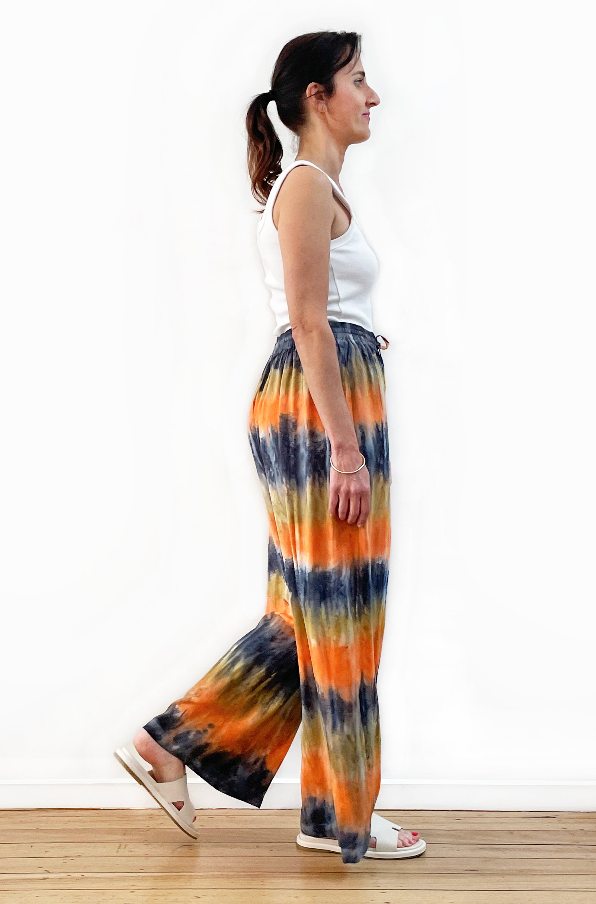 HAND DYED FULL LENGTH WIDE LEG PANT SUNSET SAND