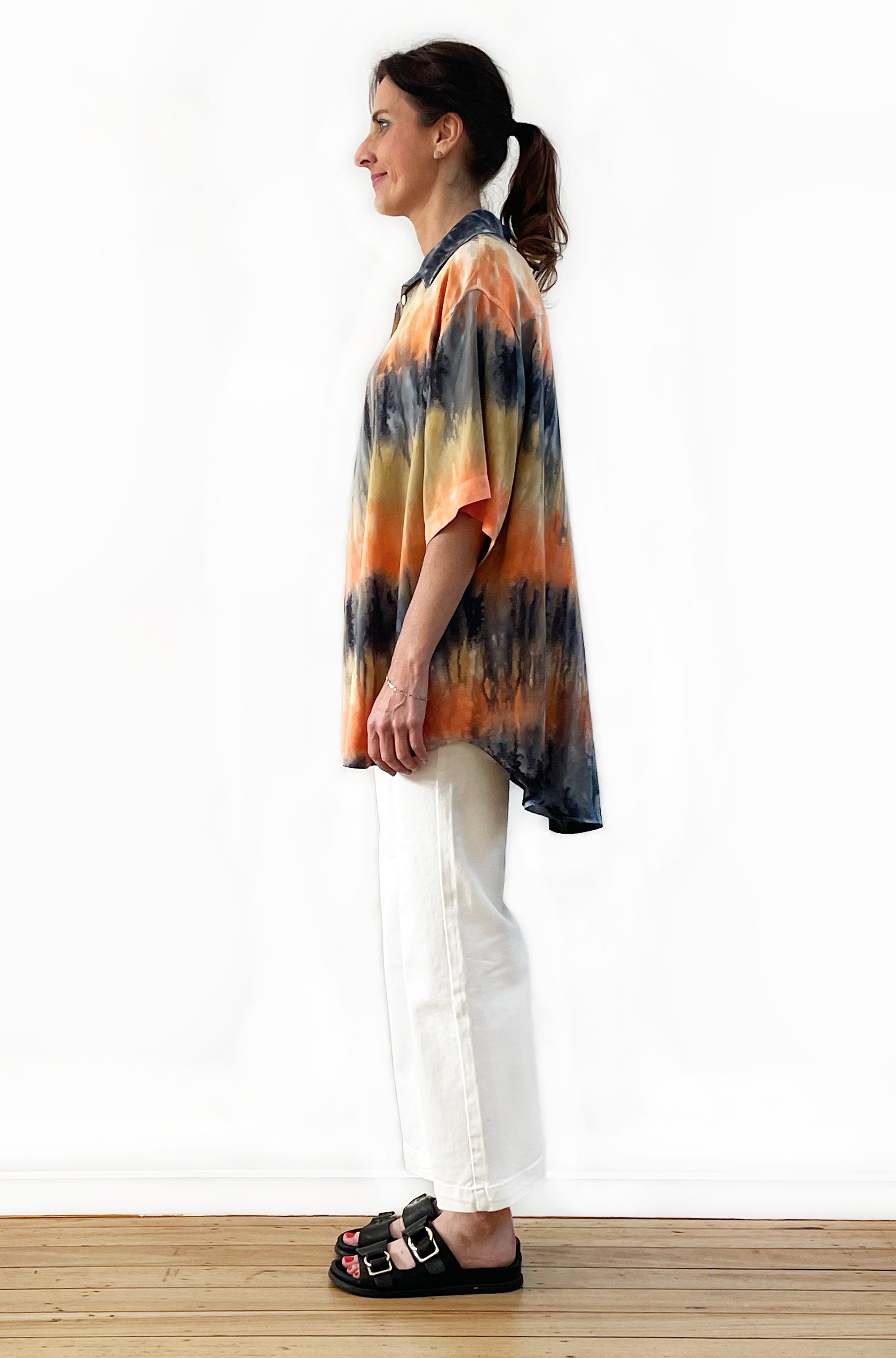 HAND DYED BUTTON THRU SHIRT SUNSET SAND