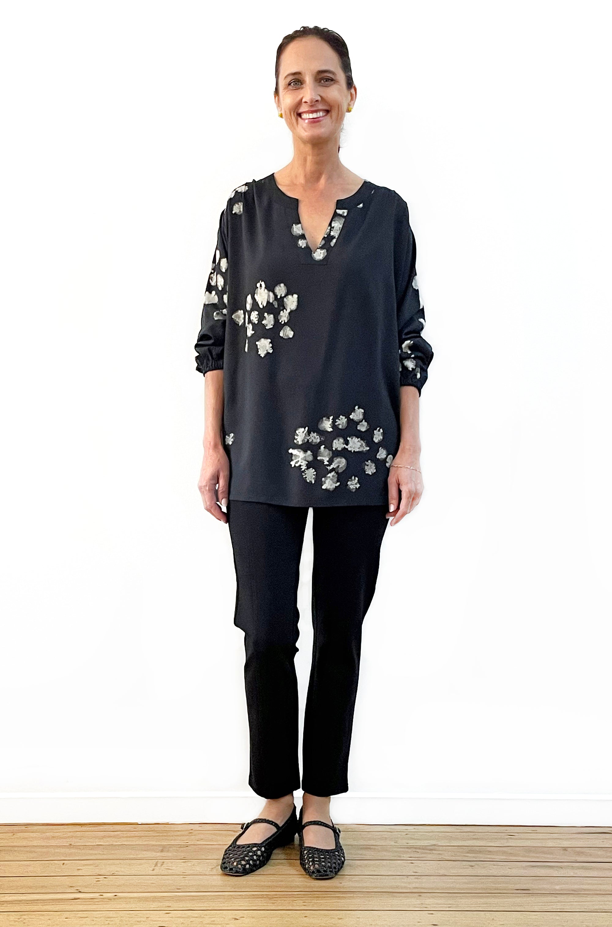 HAND DYED SPLIT NECK TOP BLOSSOM