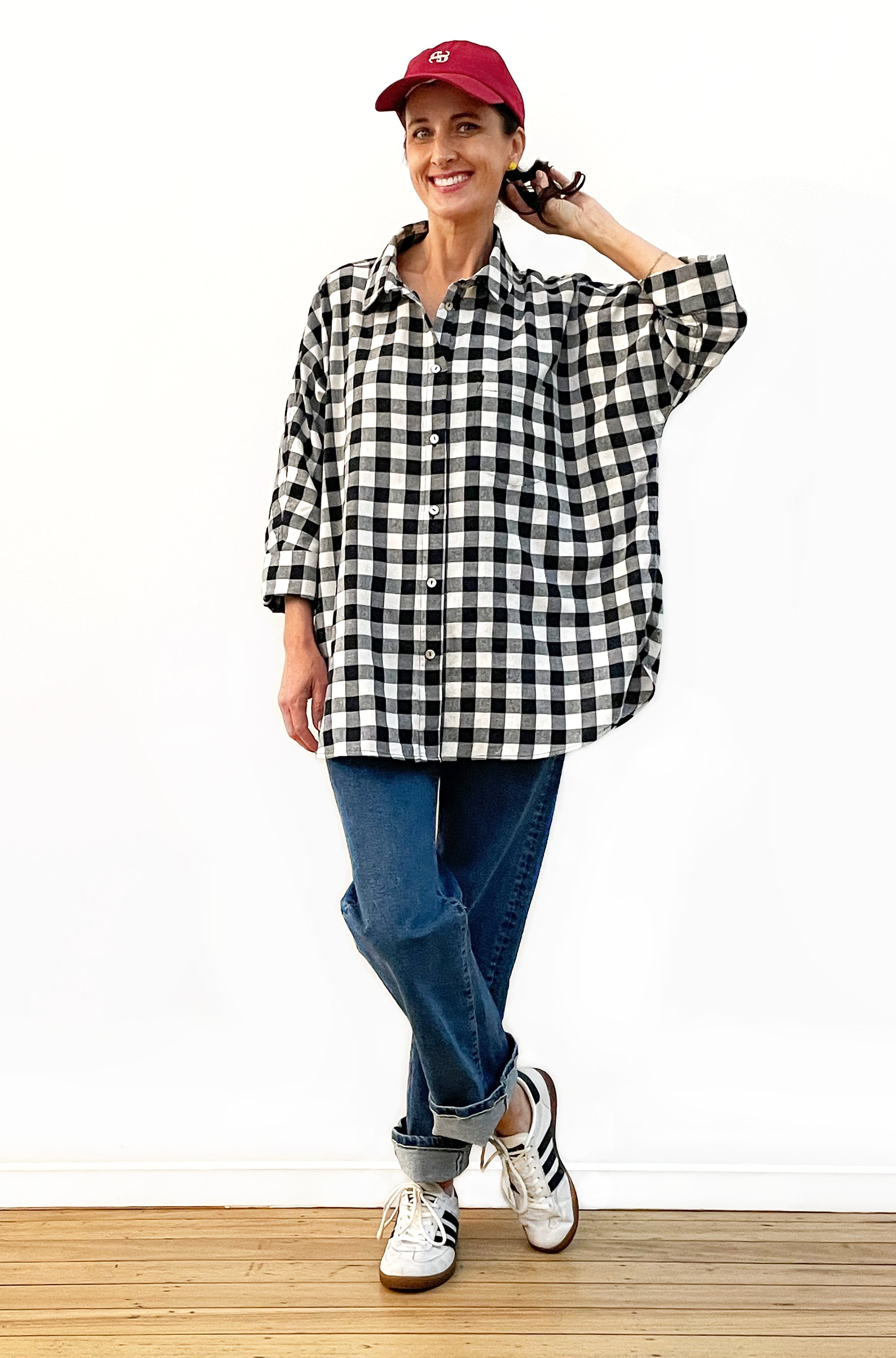KIMONO SLEEVE SHIRT GINGHAM