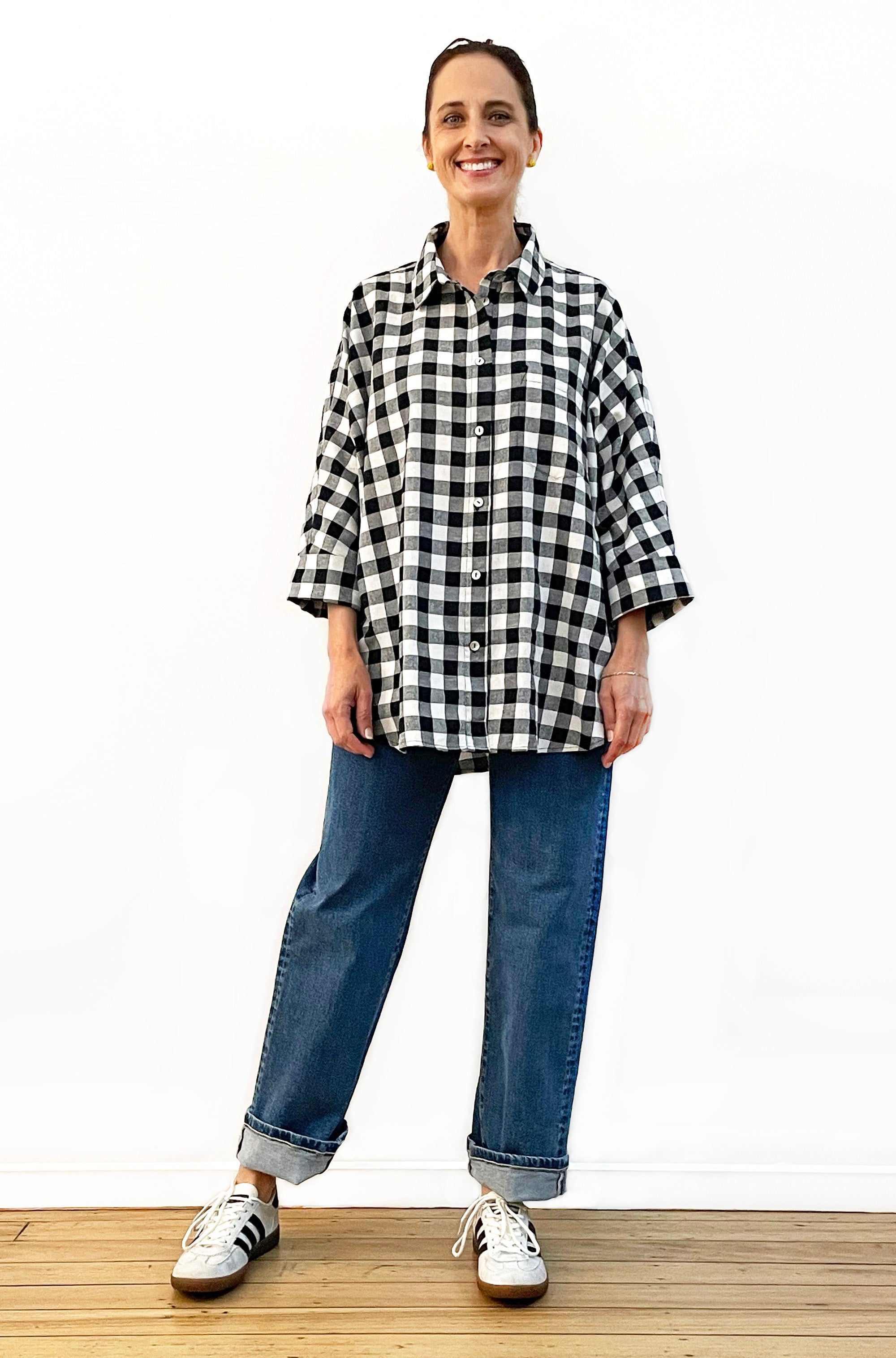KIMONO SLEEVE SHIRT GINGHAM