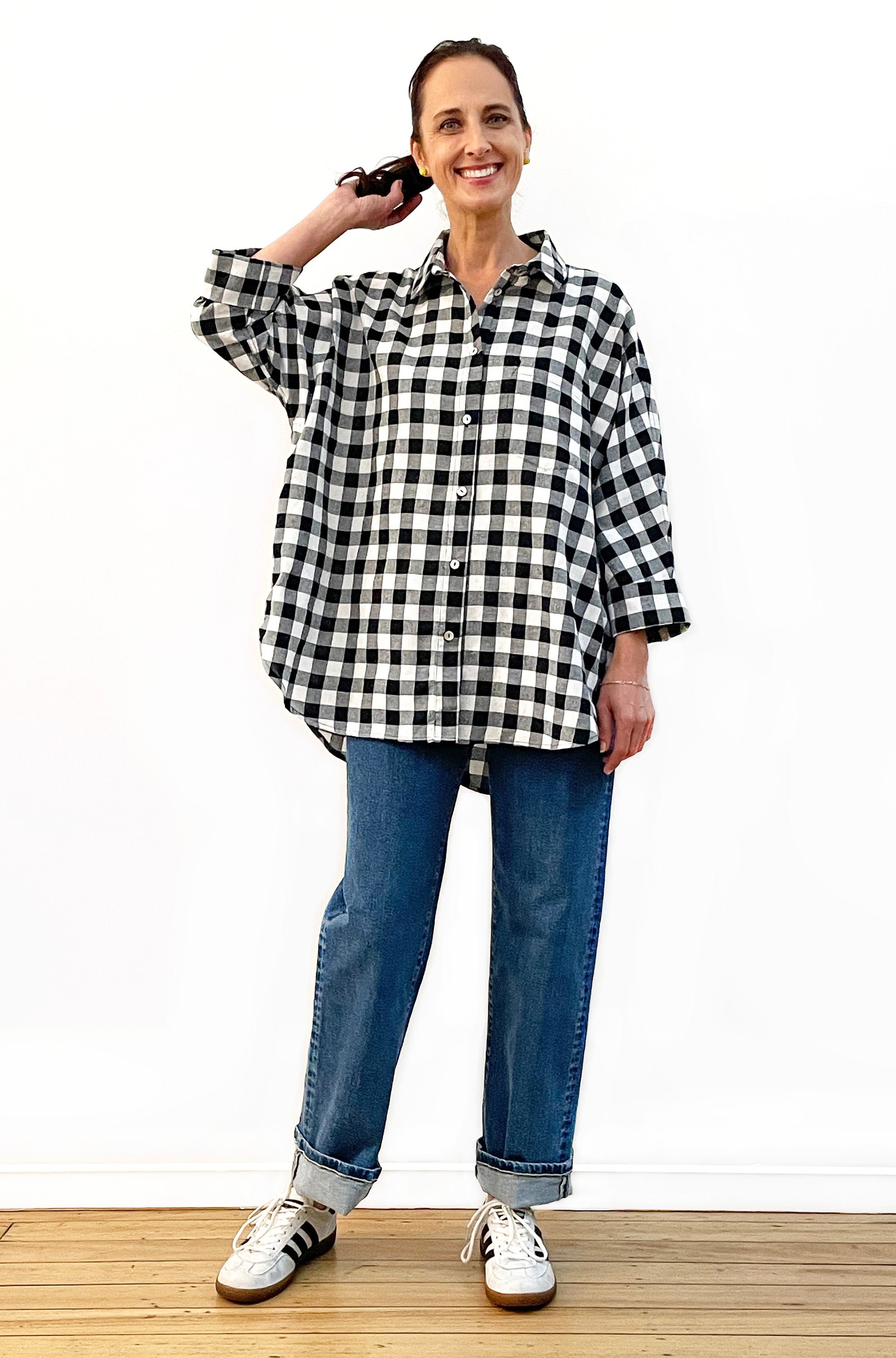 KIMONO SLEEVE SHIRT GINGHAM