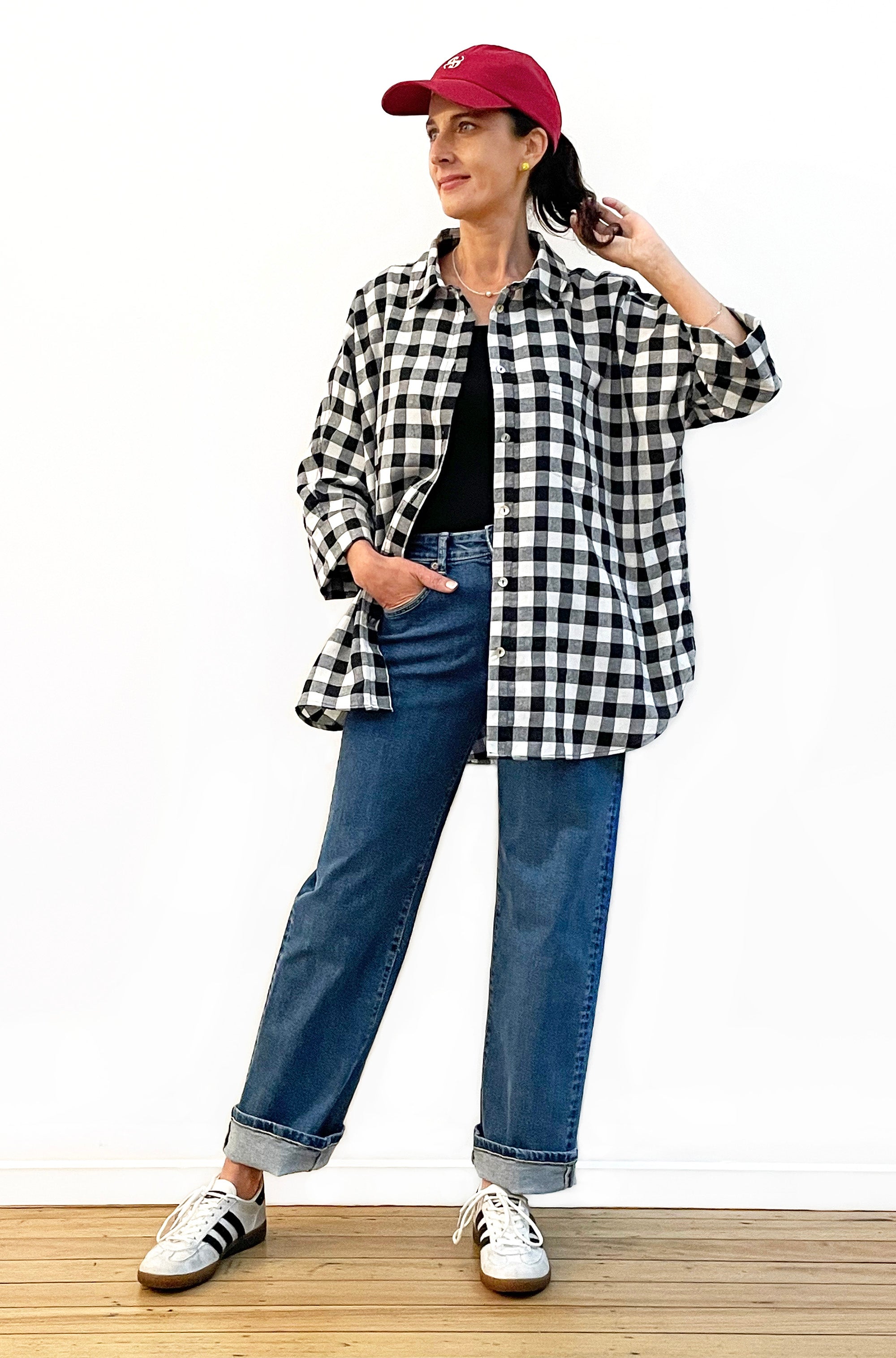 KIMONO SLEEVE SHIRT GINGHAM