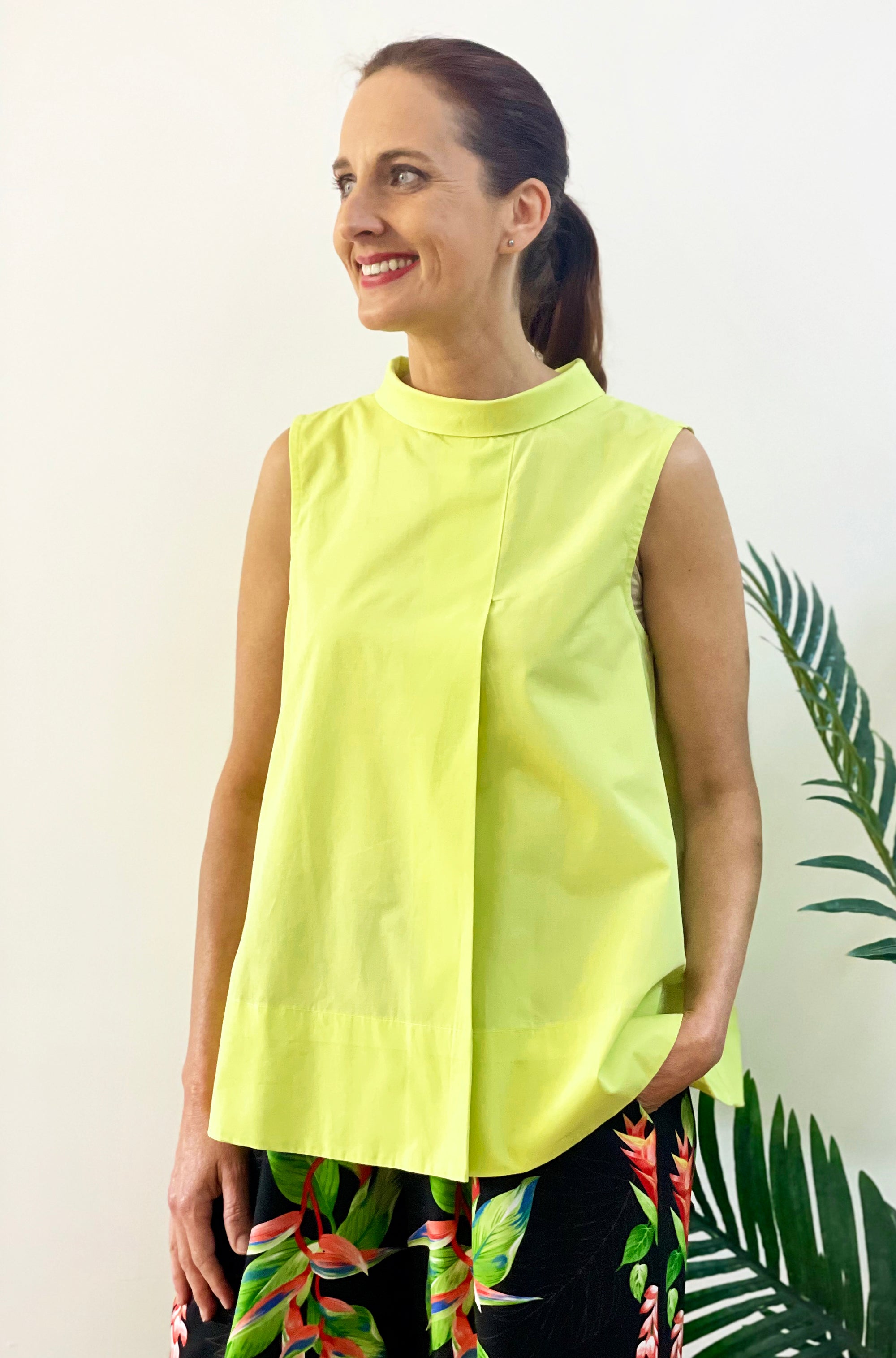 COTTON ROLL NECK SWING TOP LEMONADE