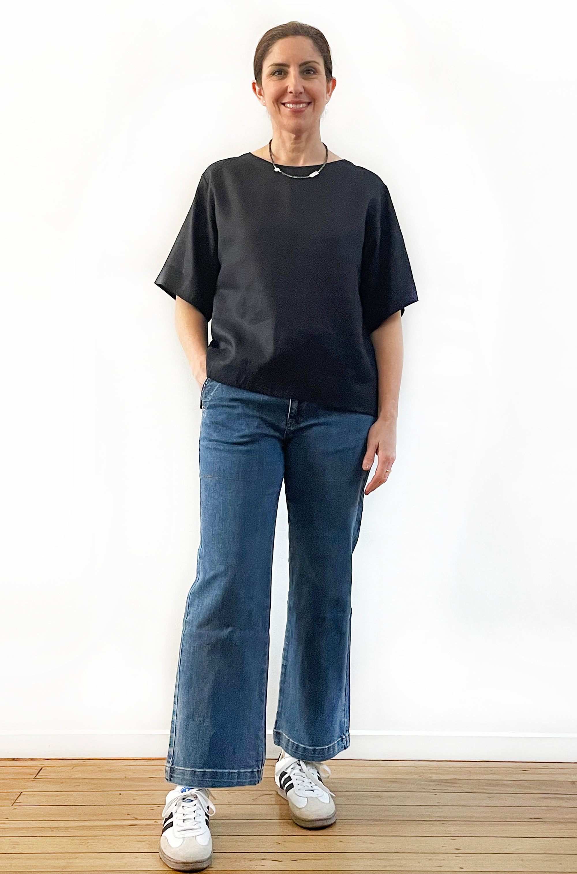 LINEN BOXY TOP BLACK