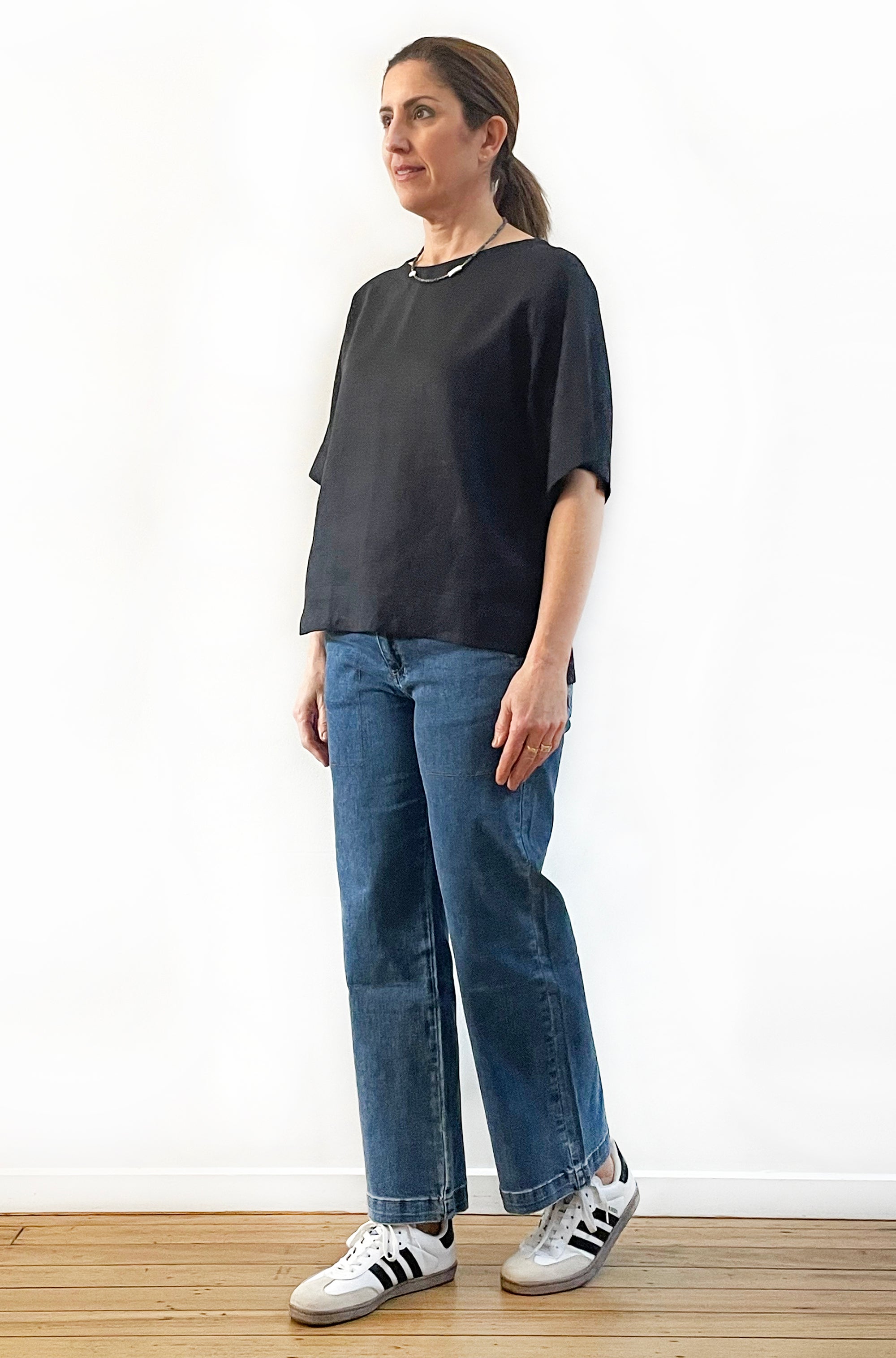 LINEN BOXY TOP BLACK