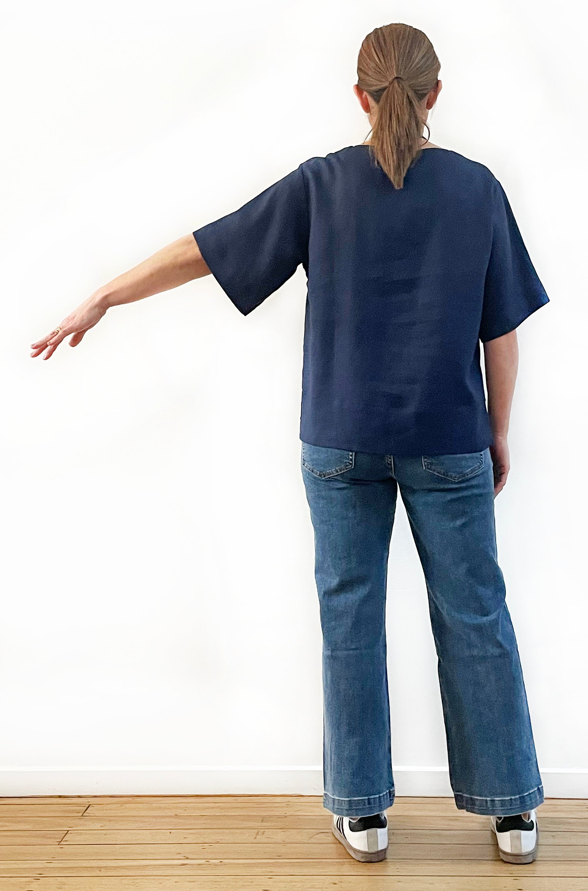 LINEN BOXY TOP NAVY