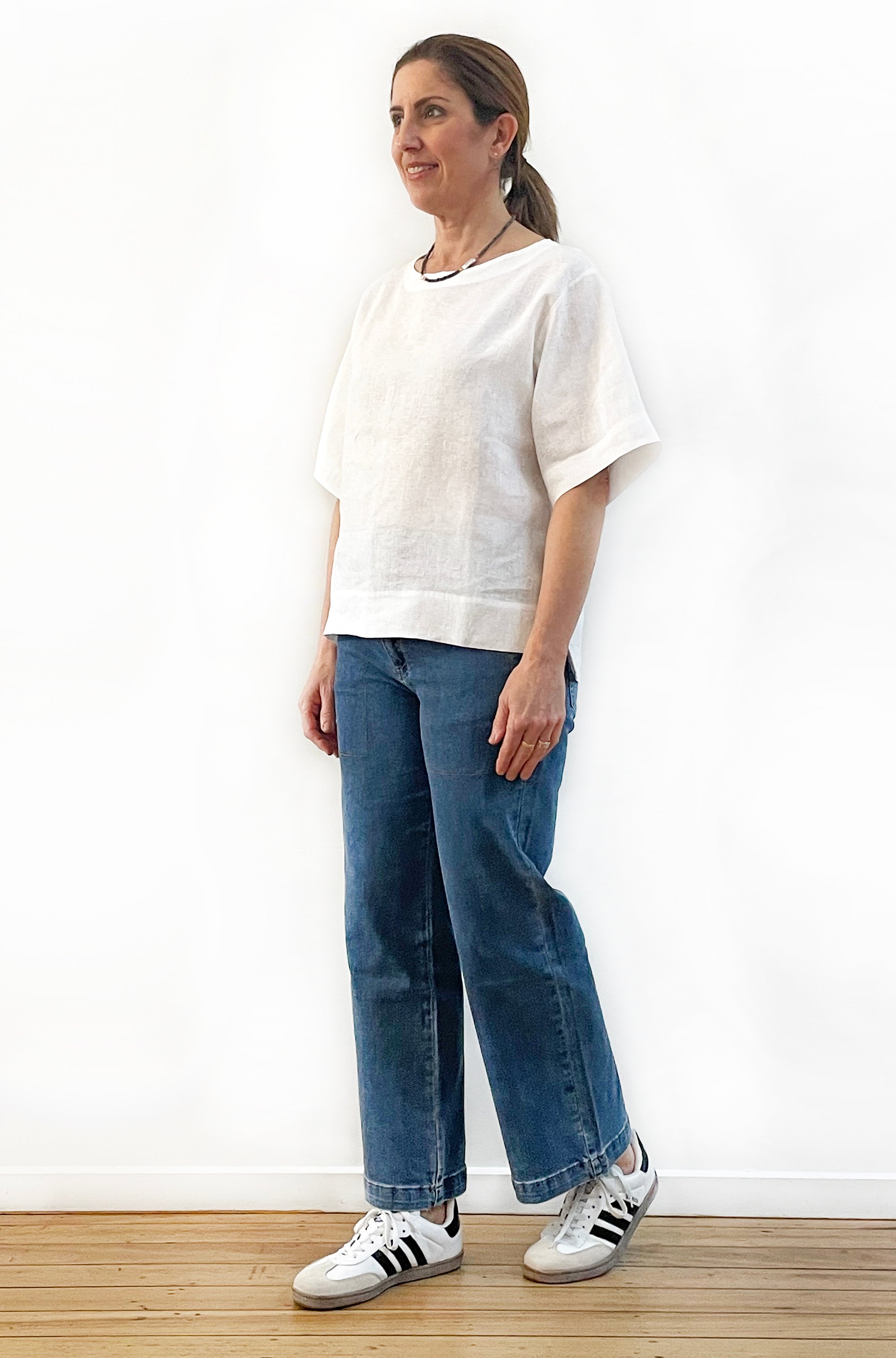 LINEN BOXY TOP WHITE