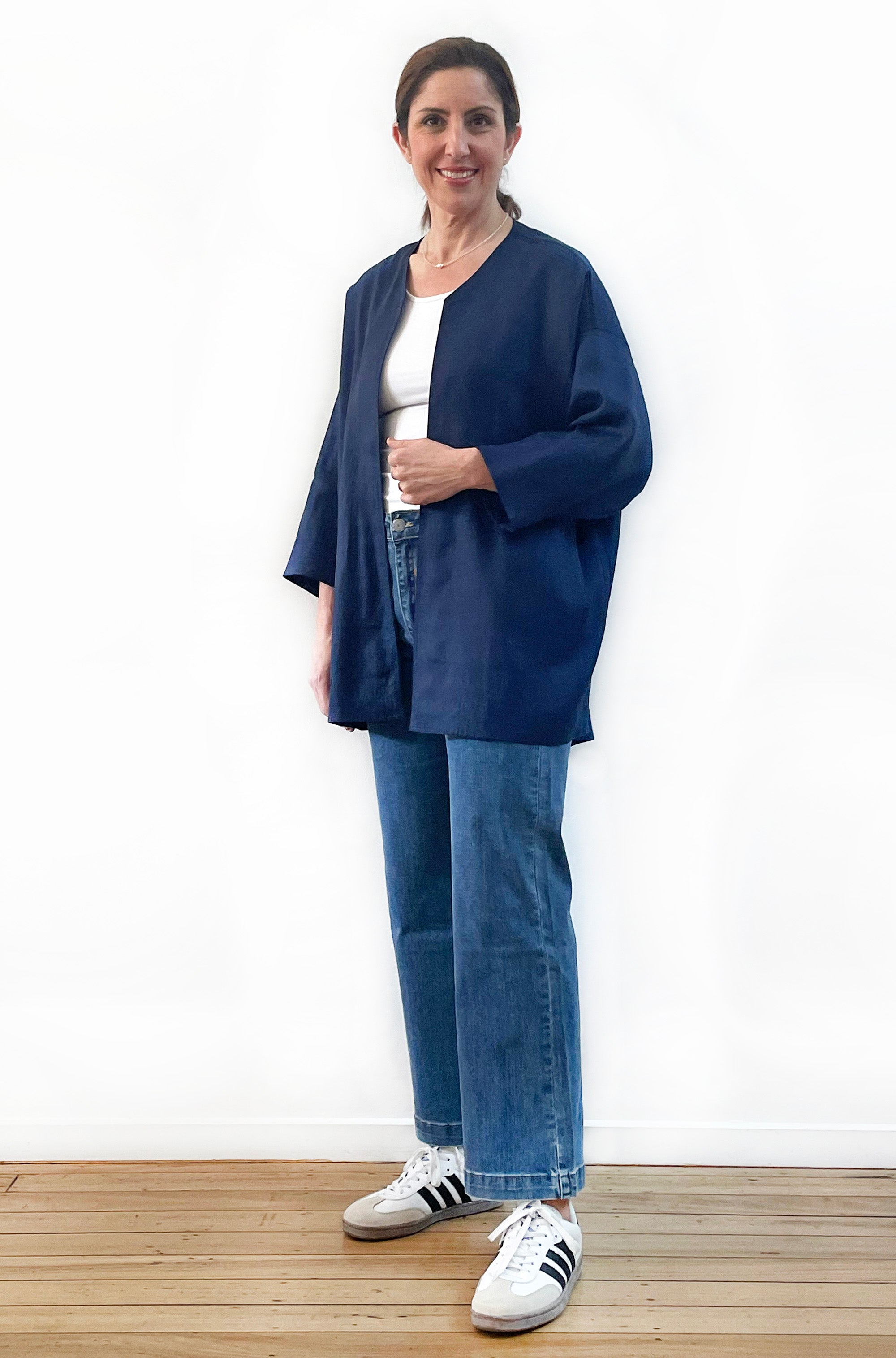 LINEN EASY JACKET NAVY