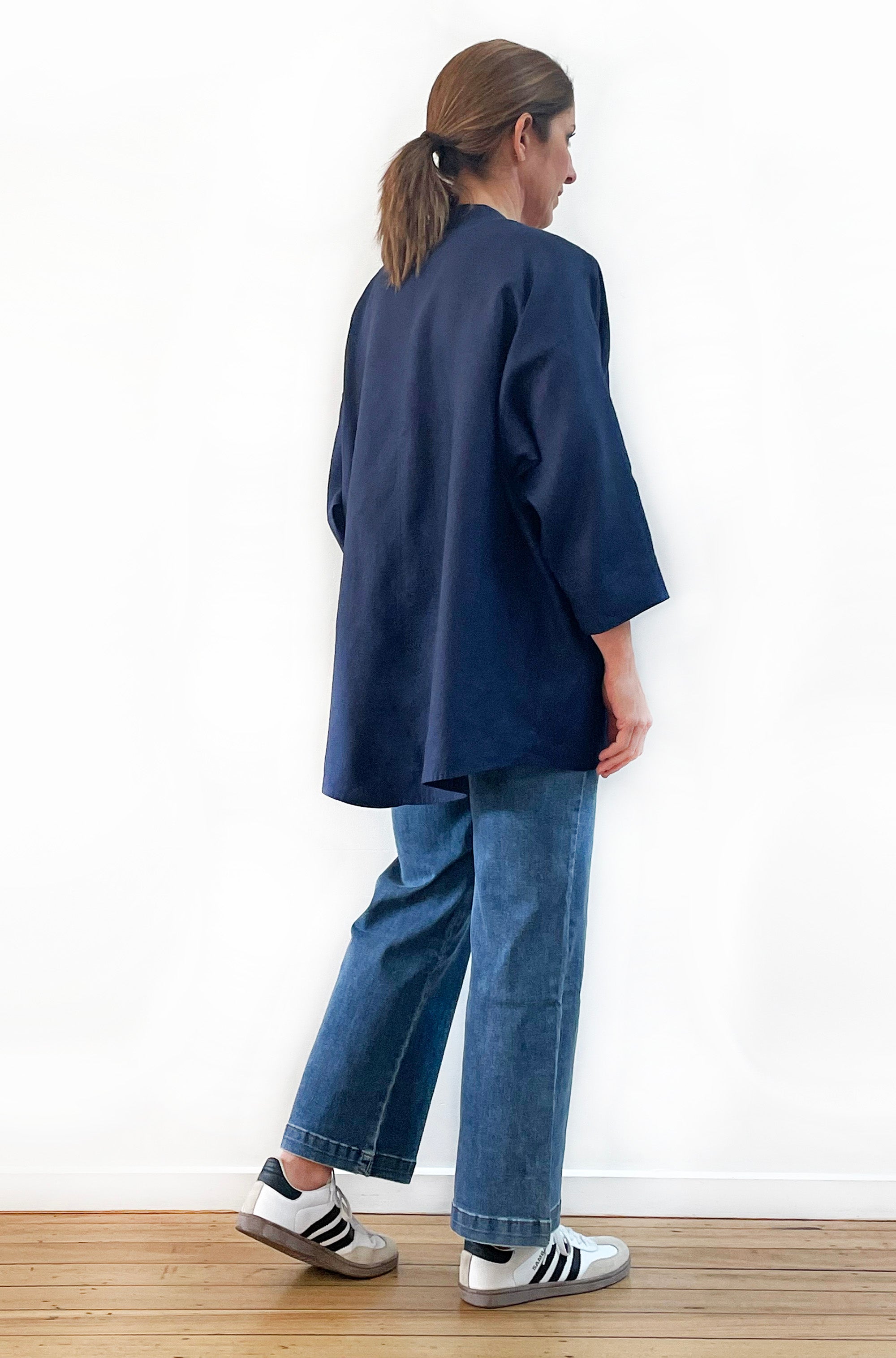 LINEN EASY JACKET NAVY