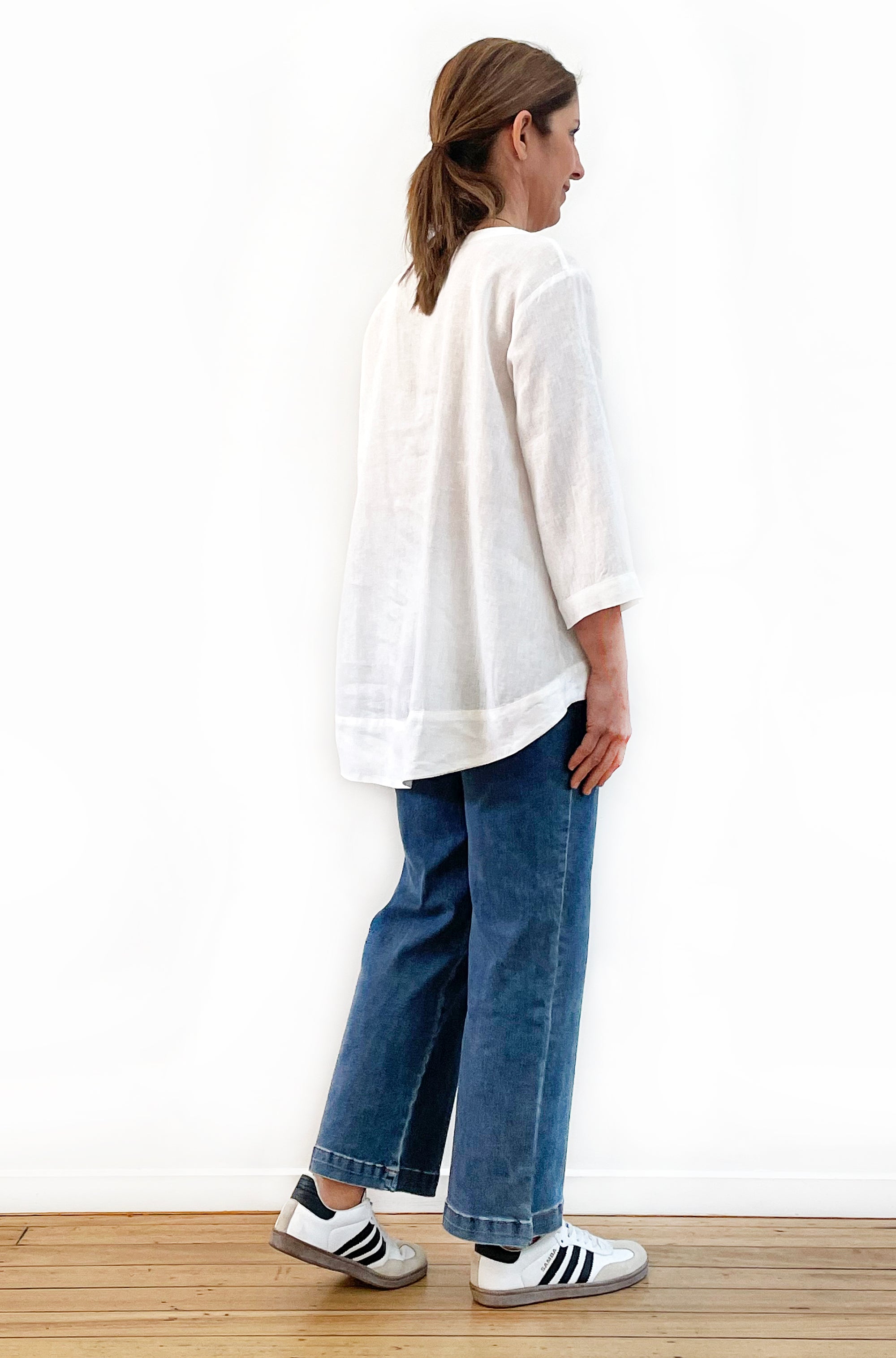 LINEN HI LO TOP WHITE