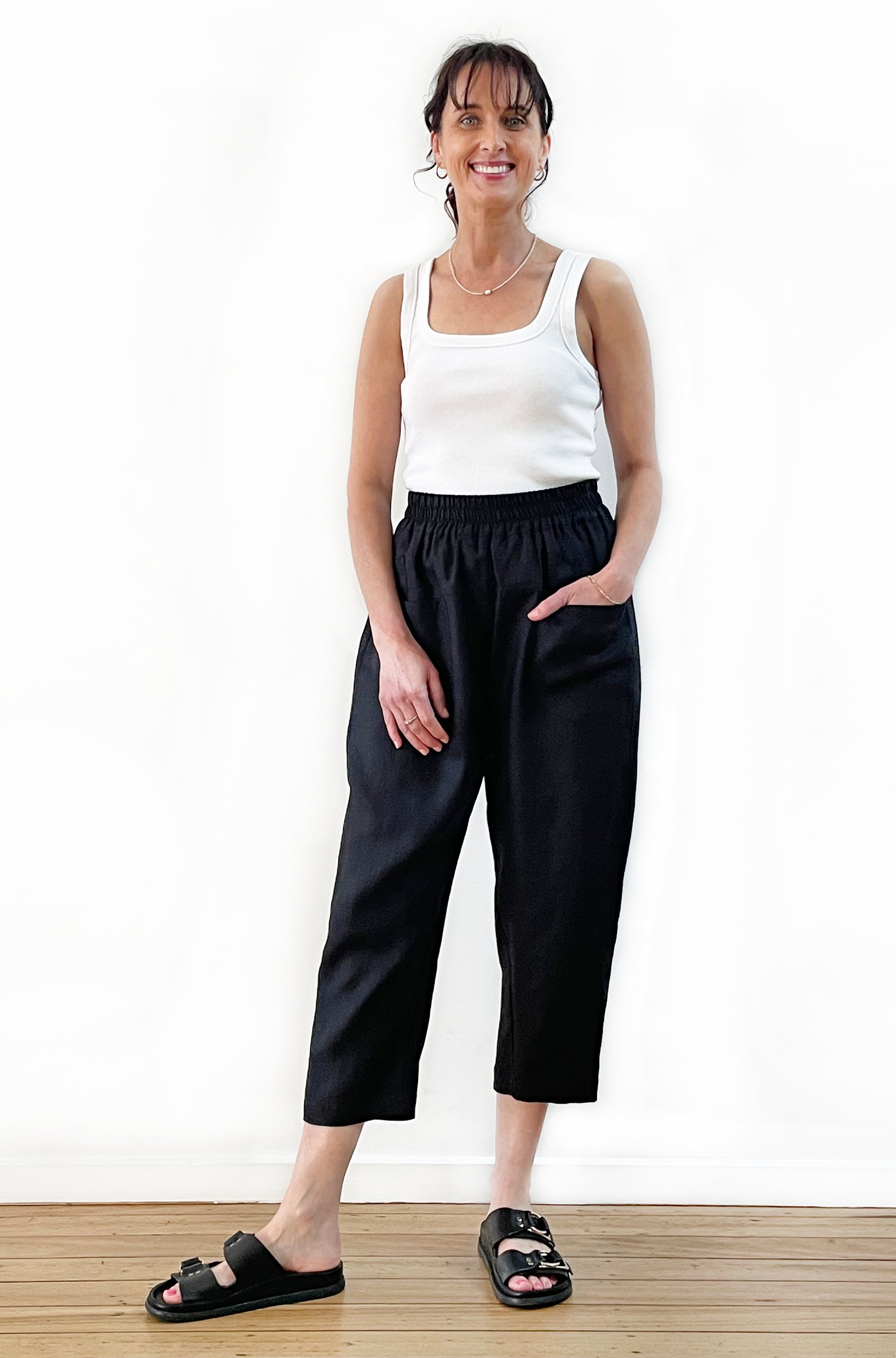 LINEN POCKET PANT BLACK