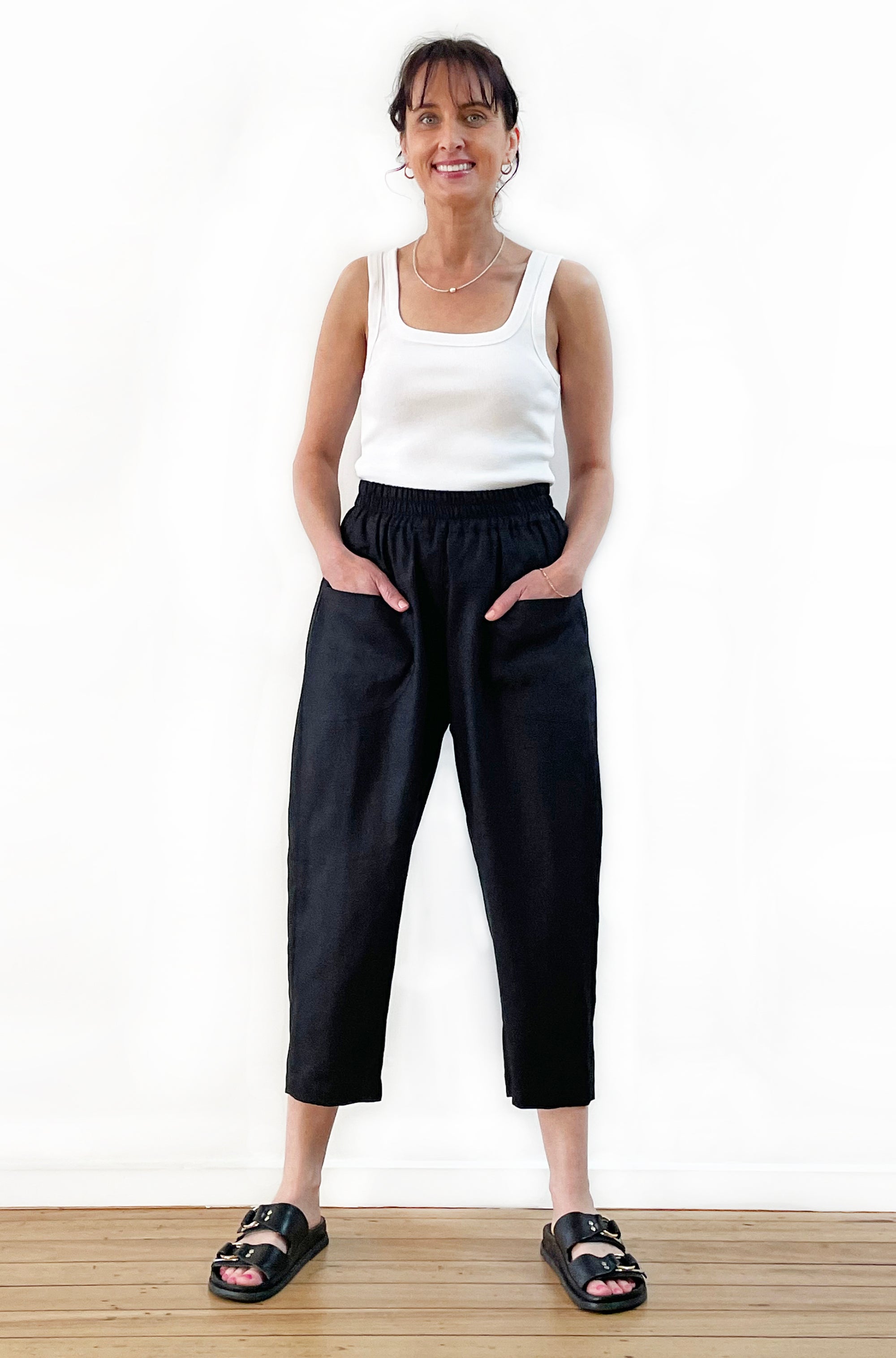 LINEN POCKET PANT BLACK