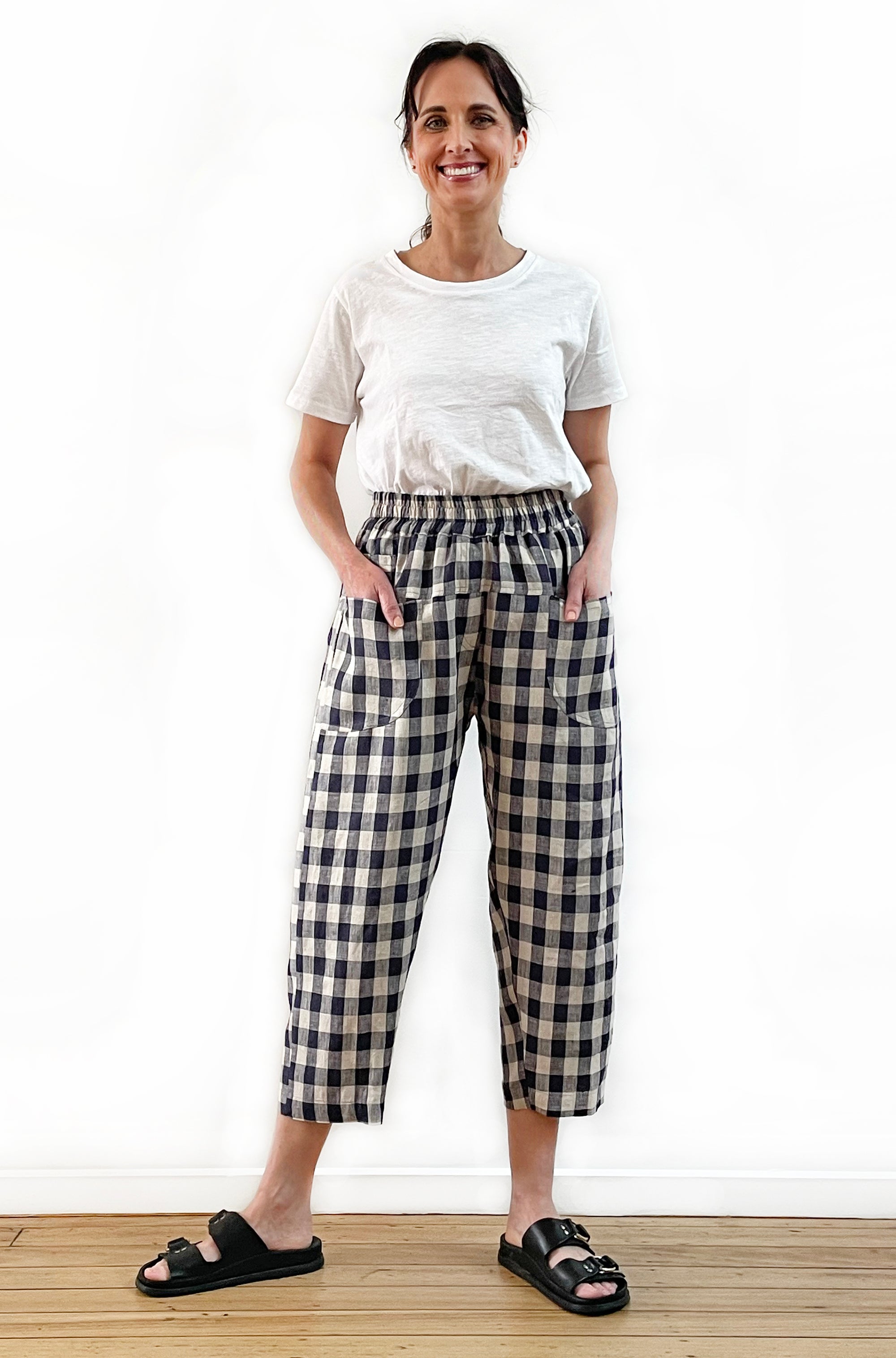 LINEN POCKET PANT GINGHAM