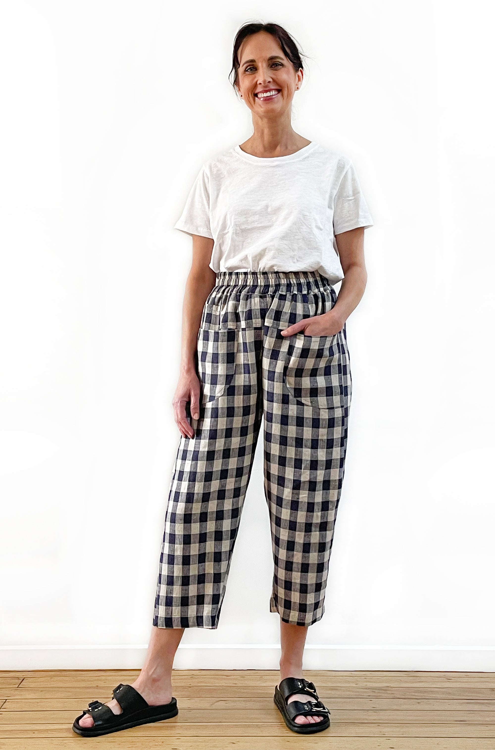 LINEN POCKET PANT GINGHAM