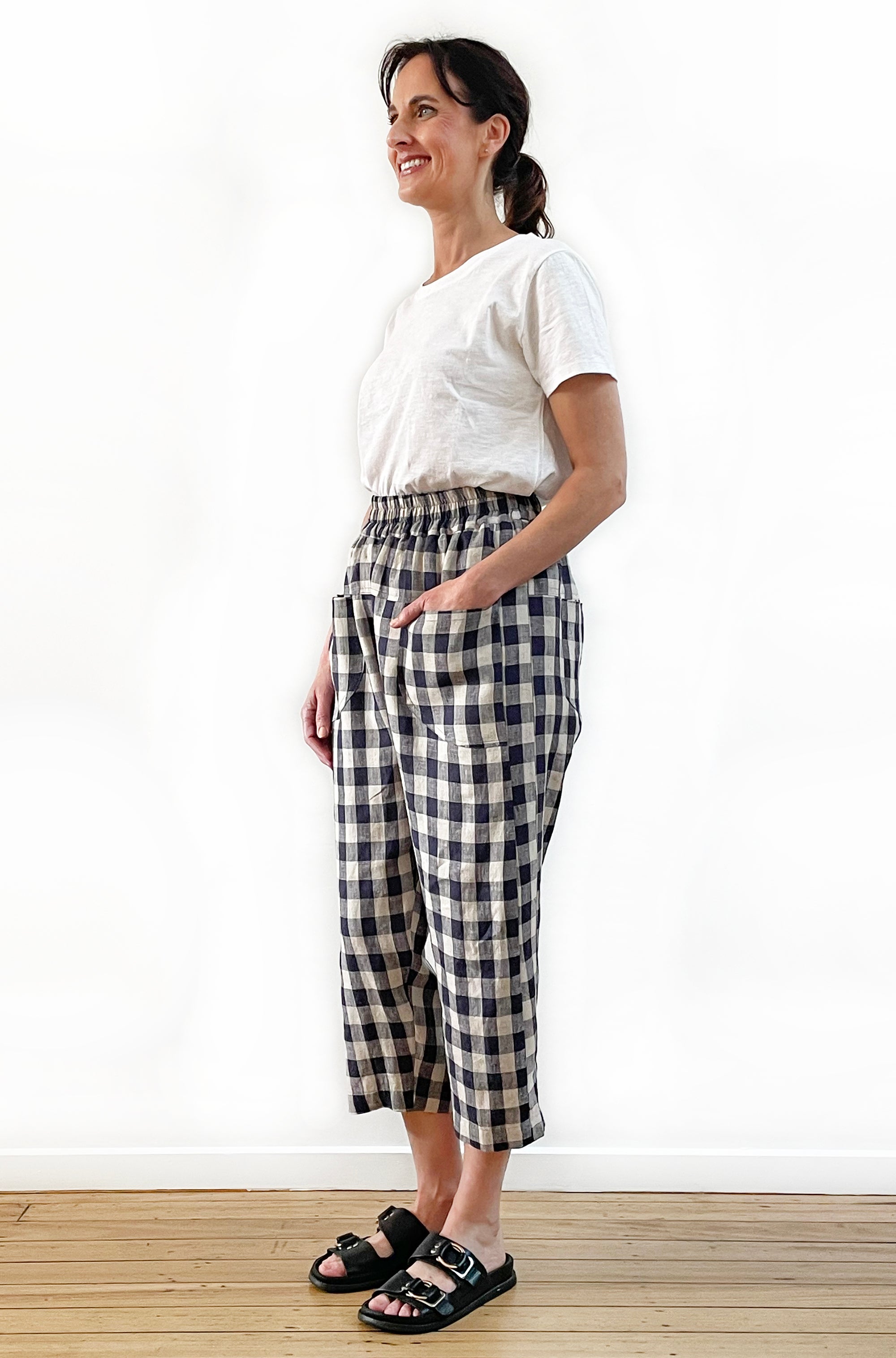 LINEN POCKET PANT GINGHAM
