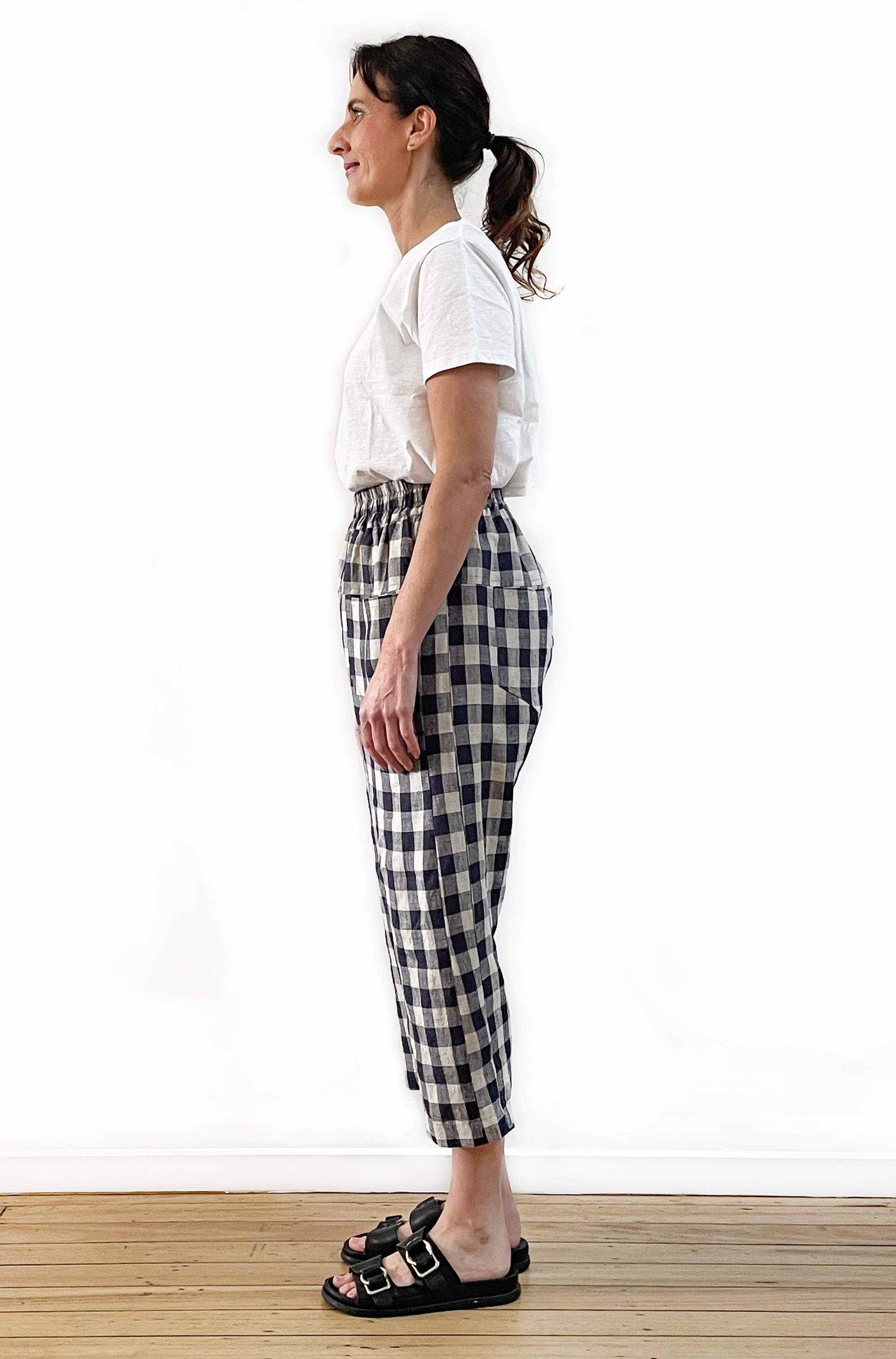 LINEN POCKET PANT GINGHAM