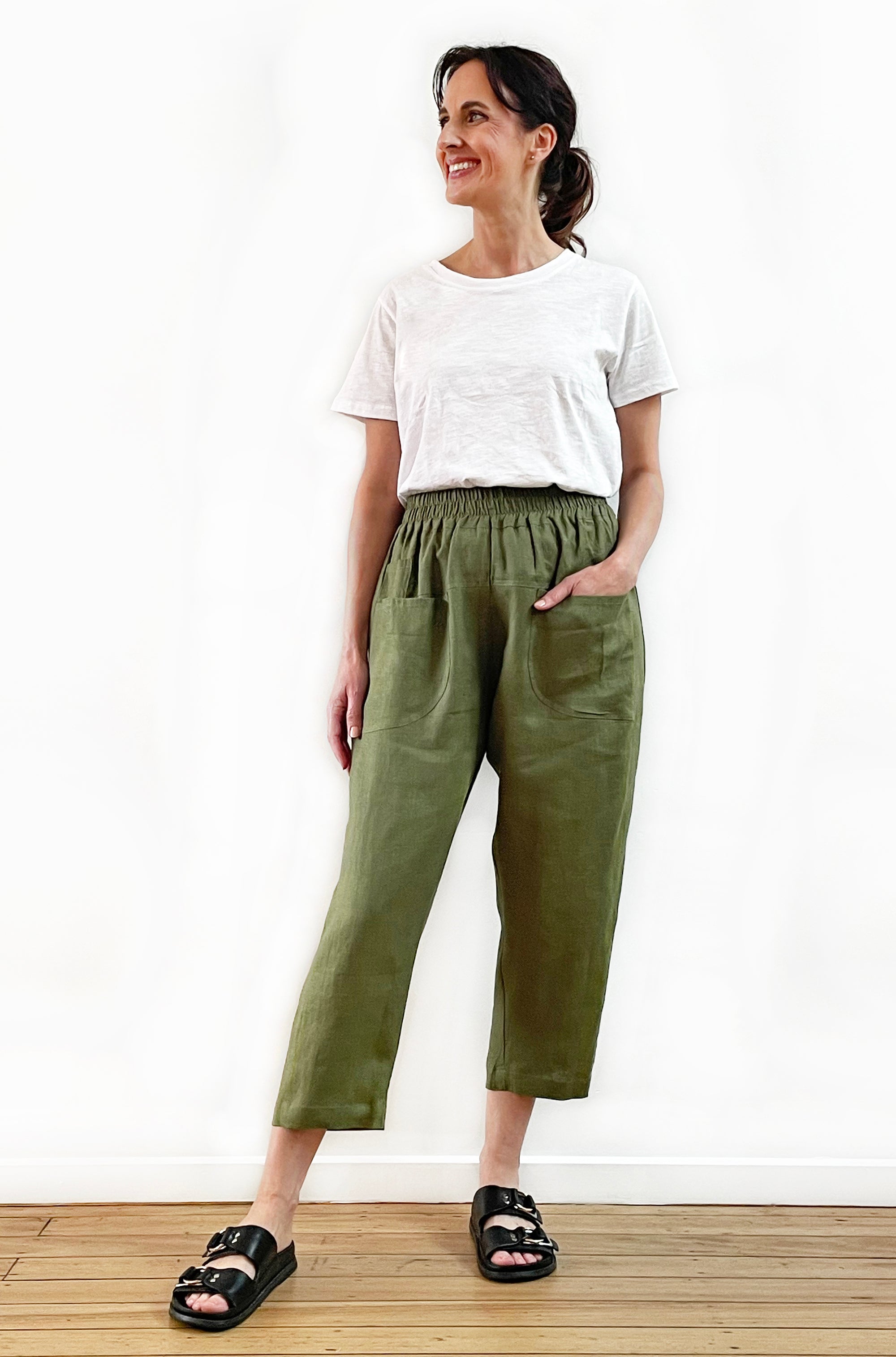 LINEN POCKET PANT GRASS GREEN