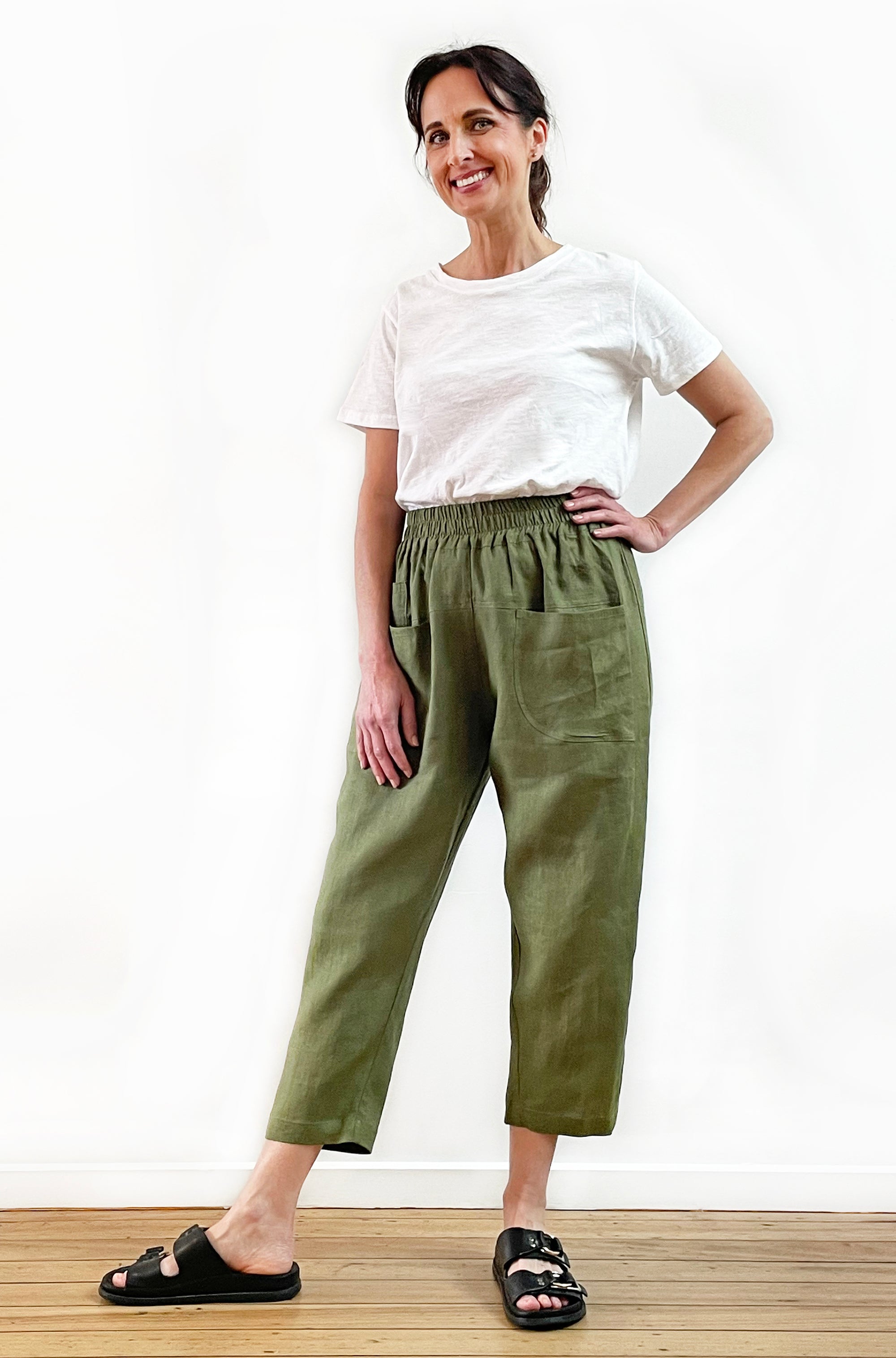 LINEN POCKET PANT GRASS GREEN