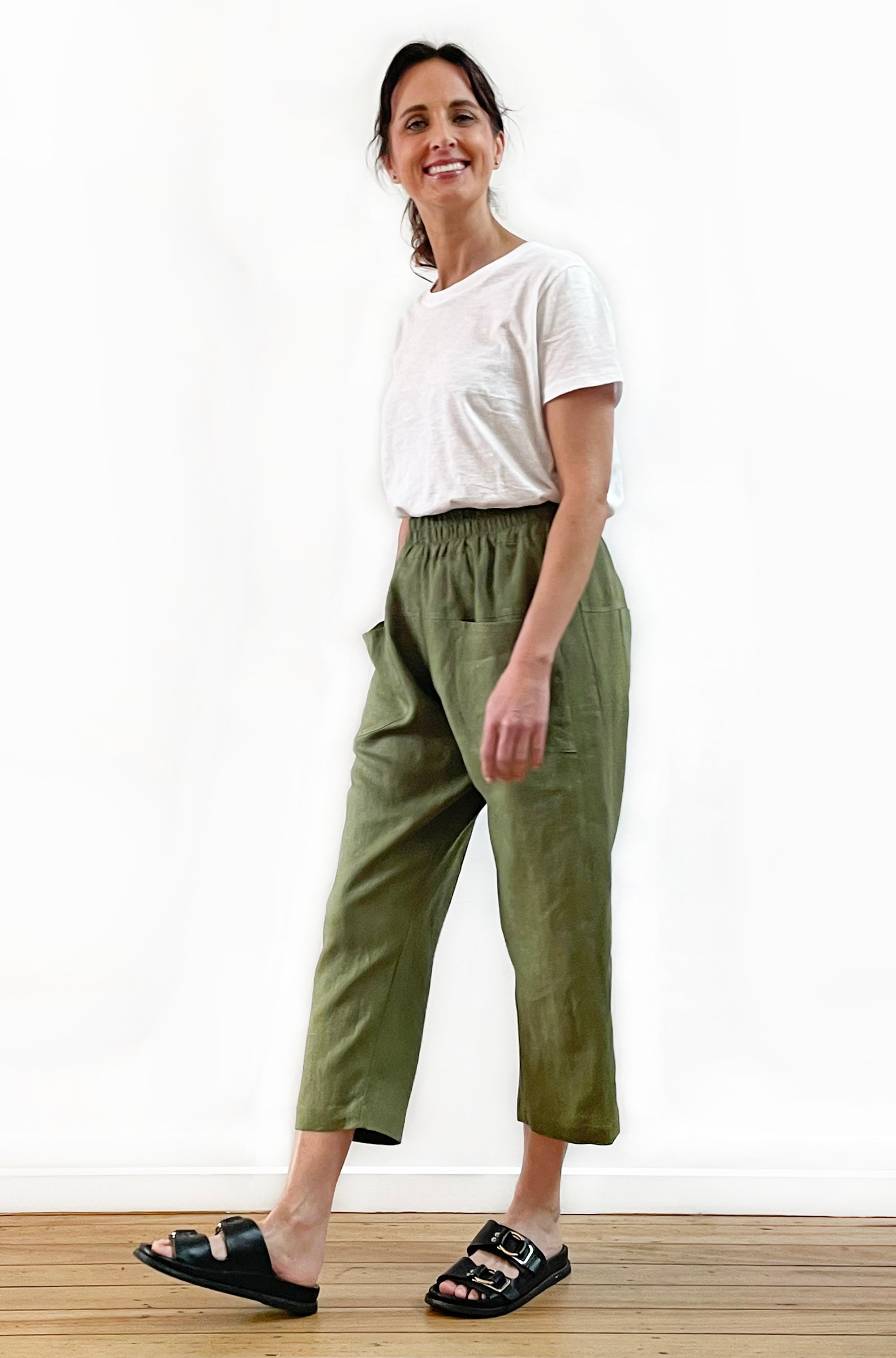 LINEN POCKET PANT GRASS GREEN