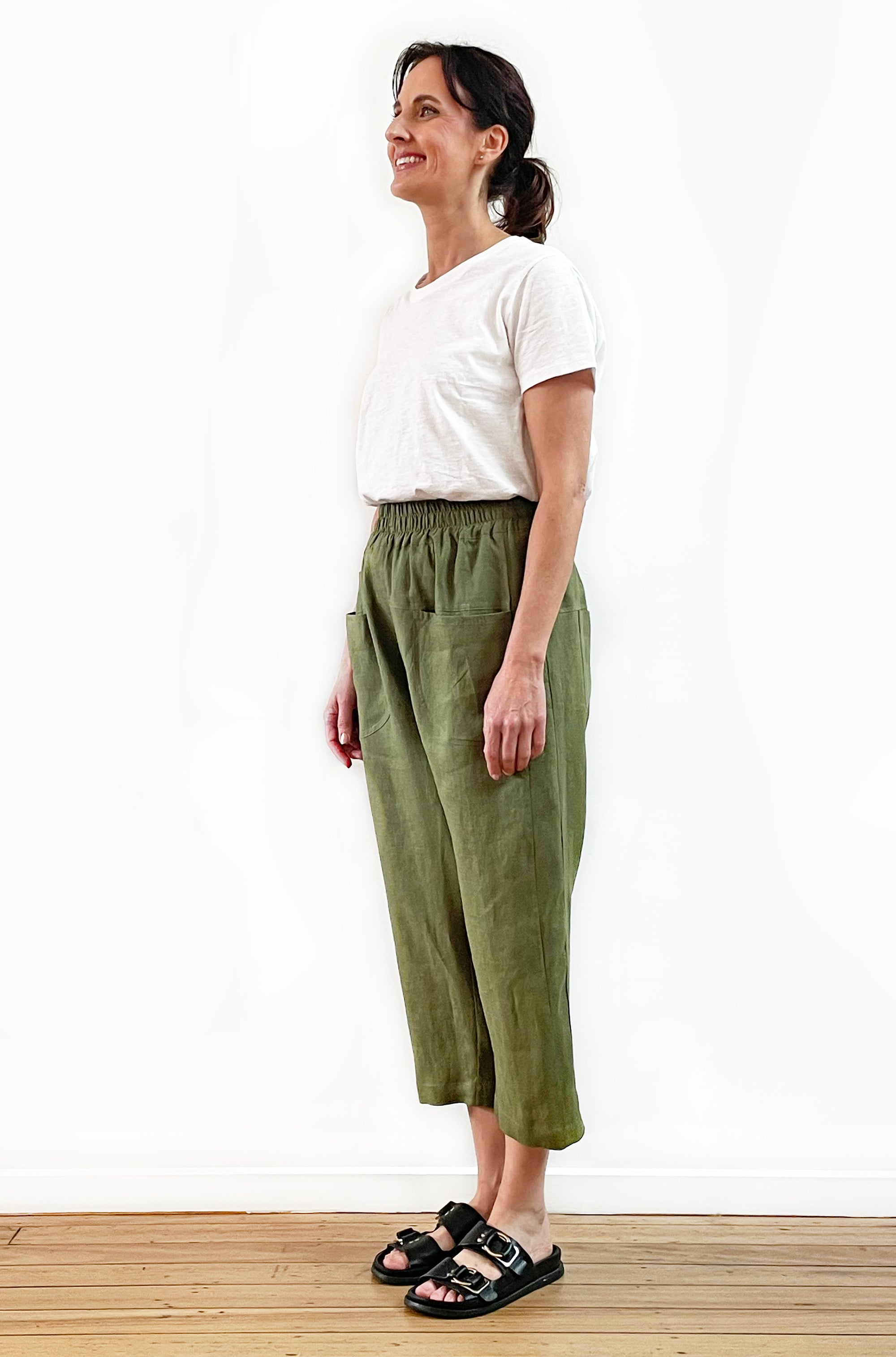 LINEN POCKET PANT GRASS GREEN