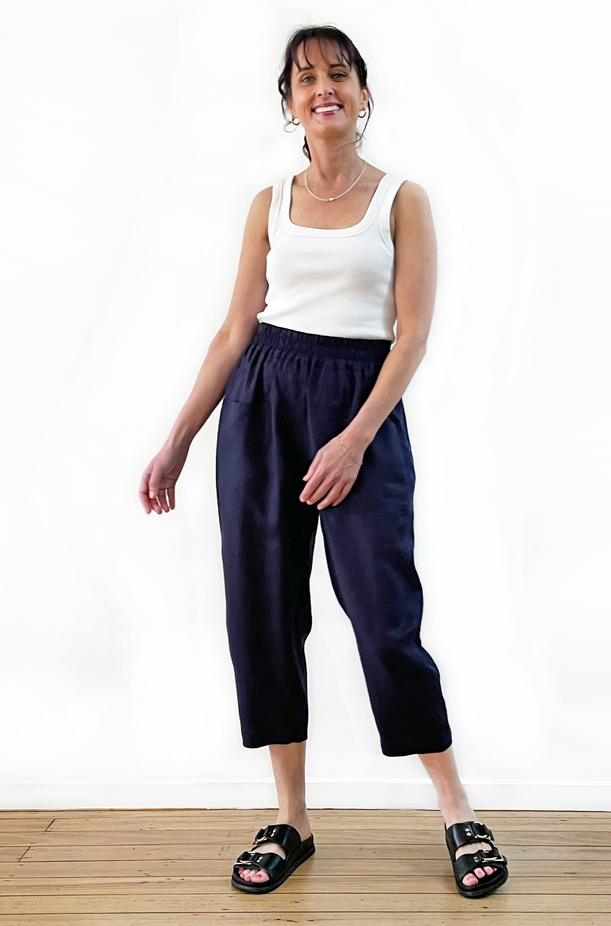 LINEN POCKET PANT NAVY