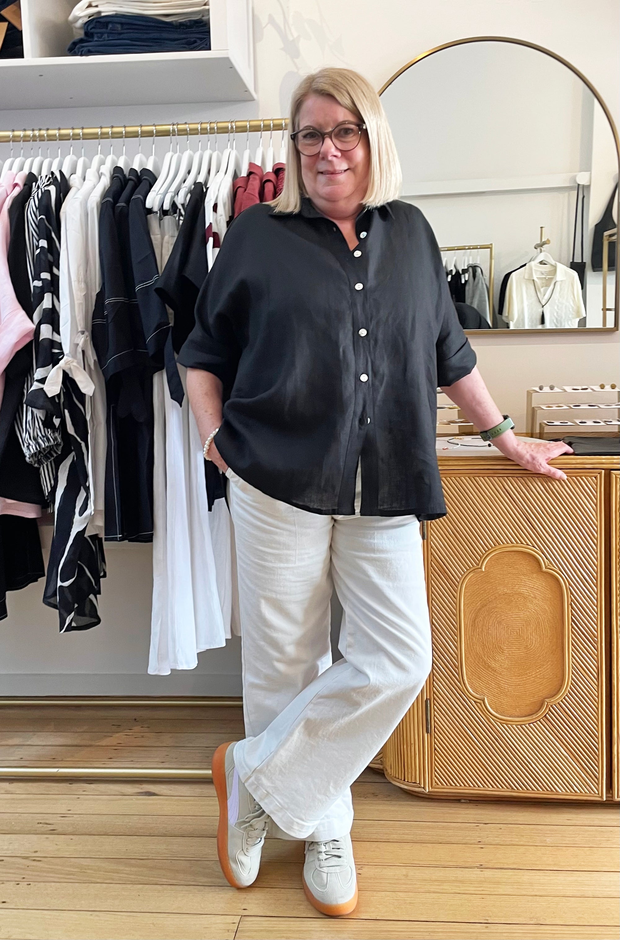 LINEN RELAXED SHIRT BLACK