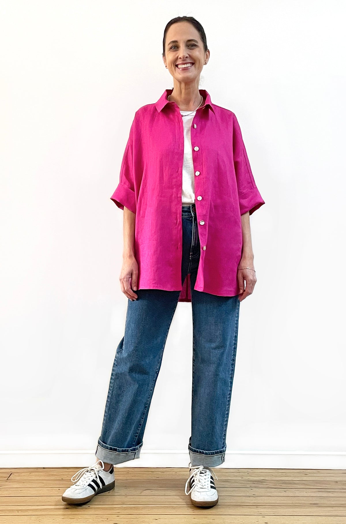 LINEN RELAXED SHIRT FUCHSIA