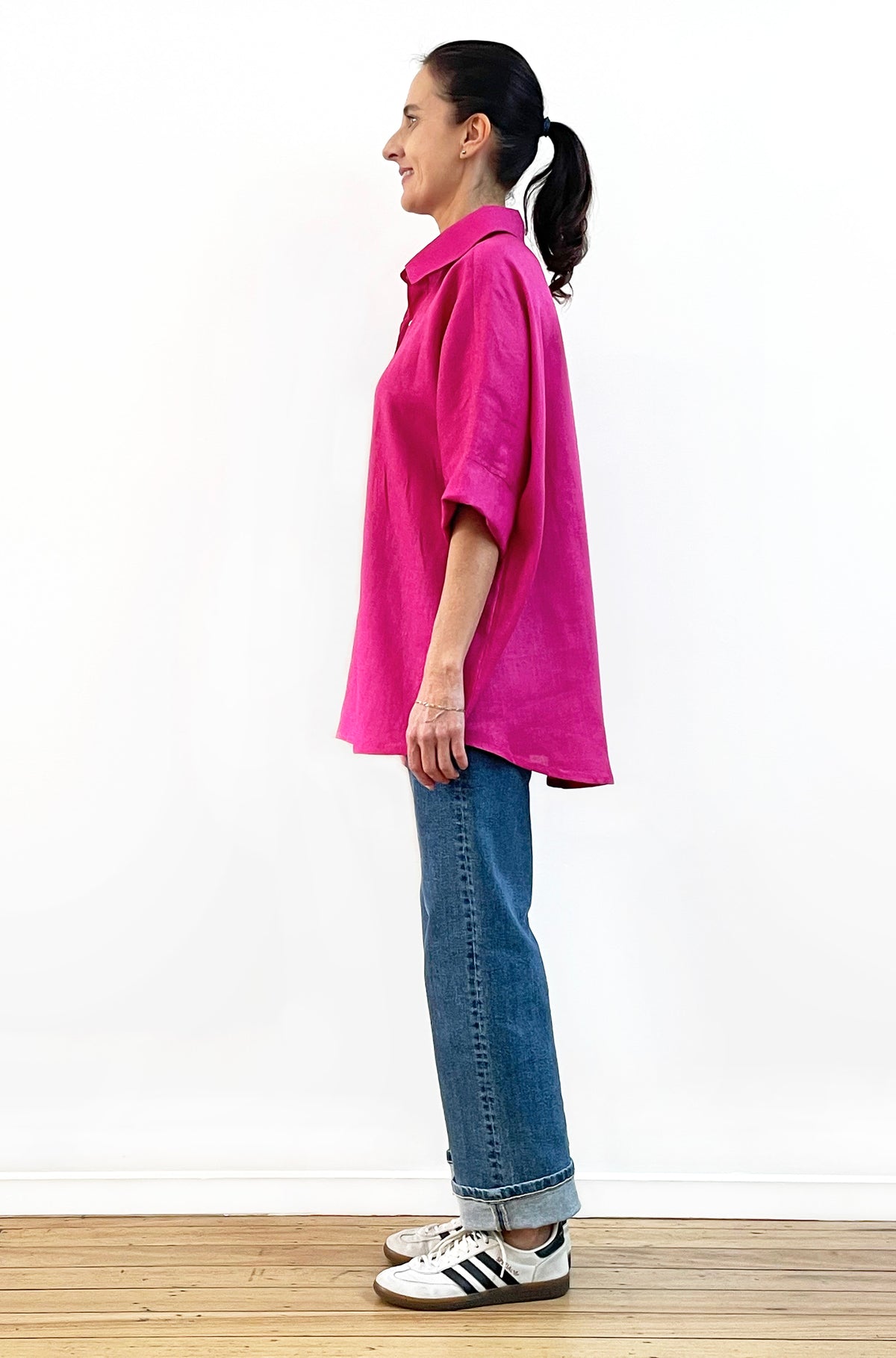 LINEN RELAXED SHIRT FUCHSIA