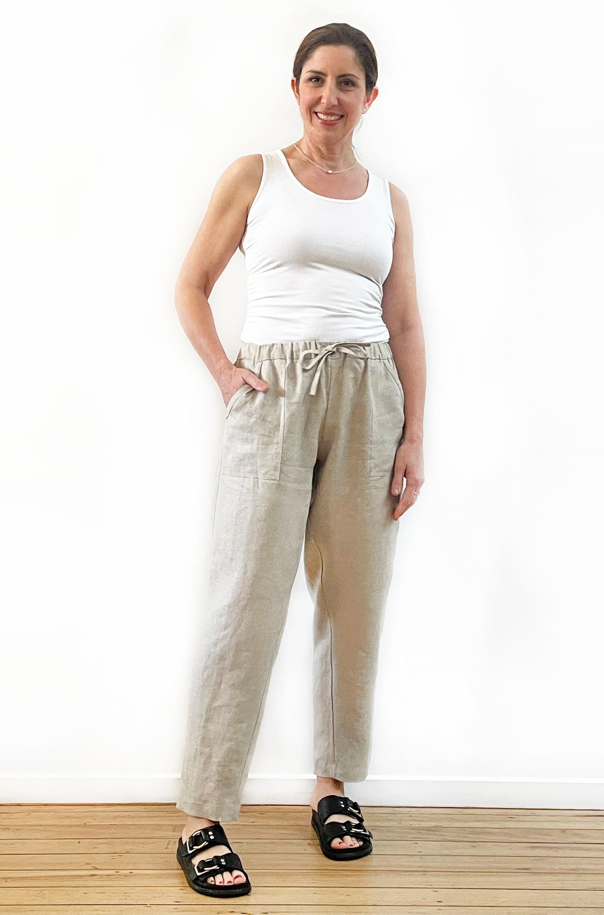 LINEN ROLL UP PANT NATURAL