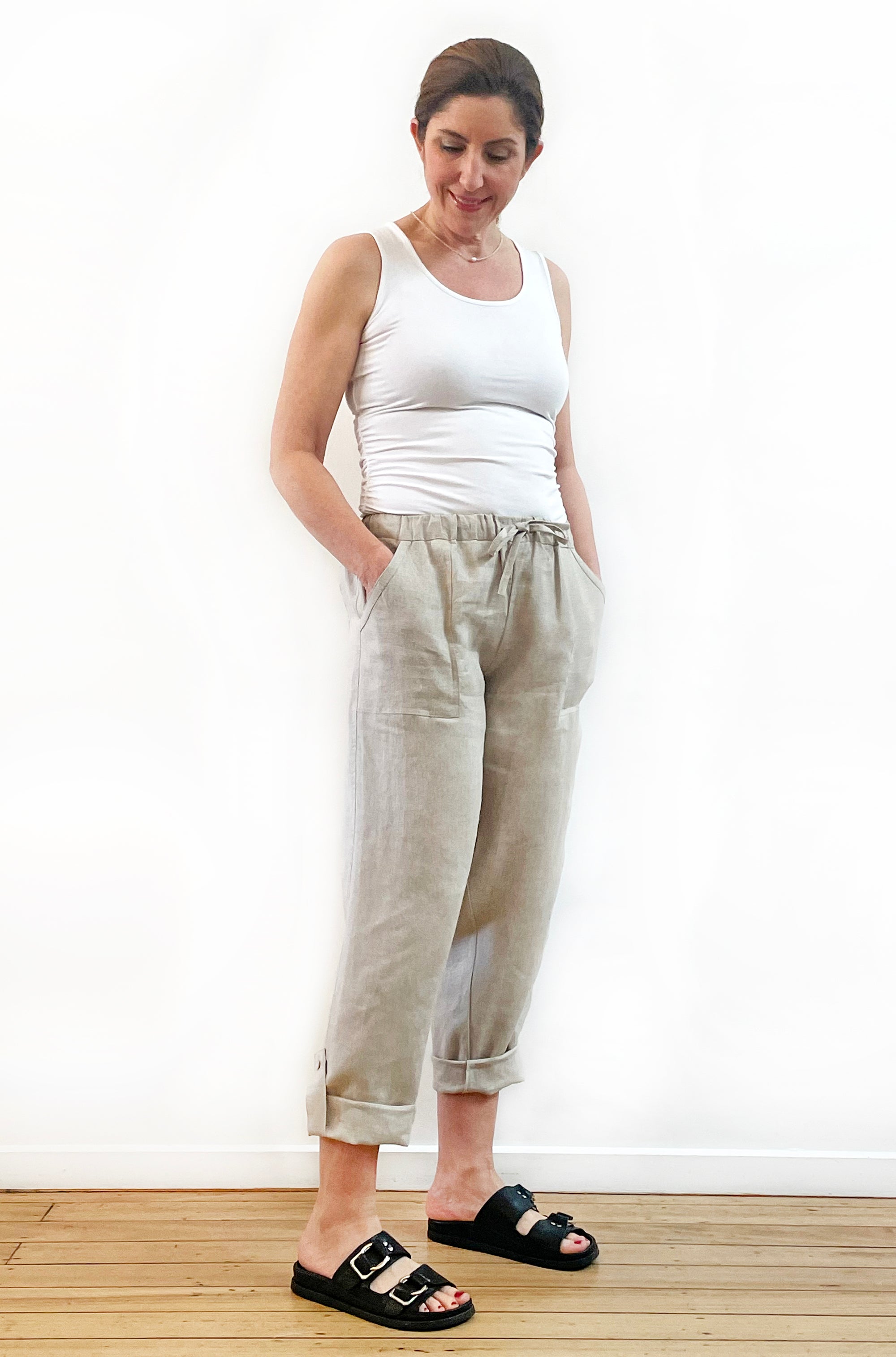 LINEN ROLL UP PANT NATURAL