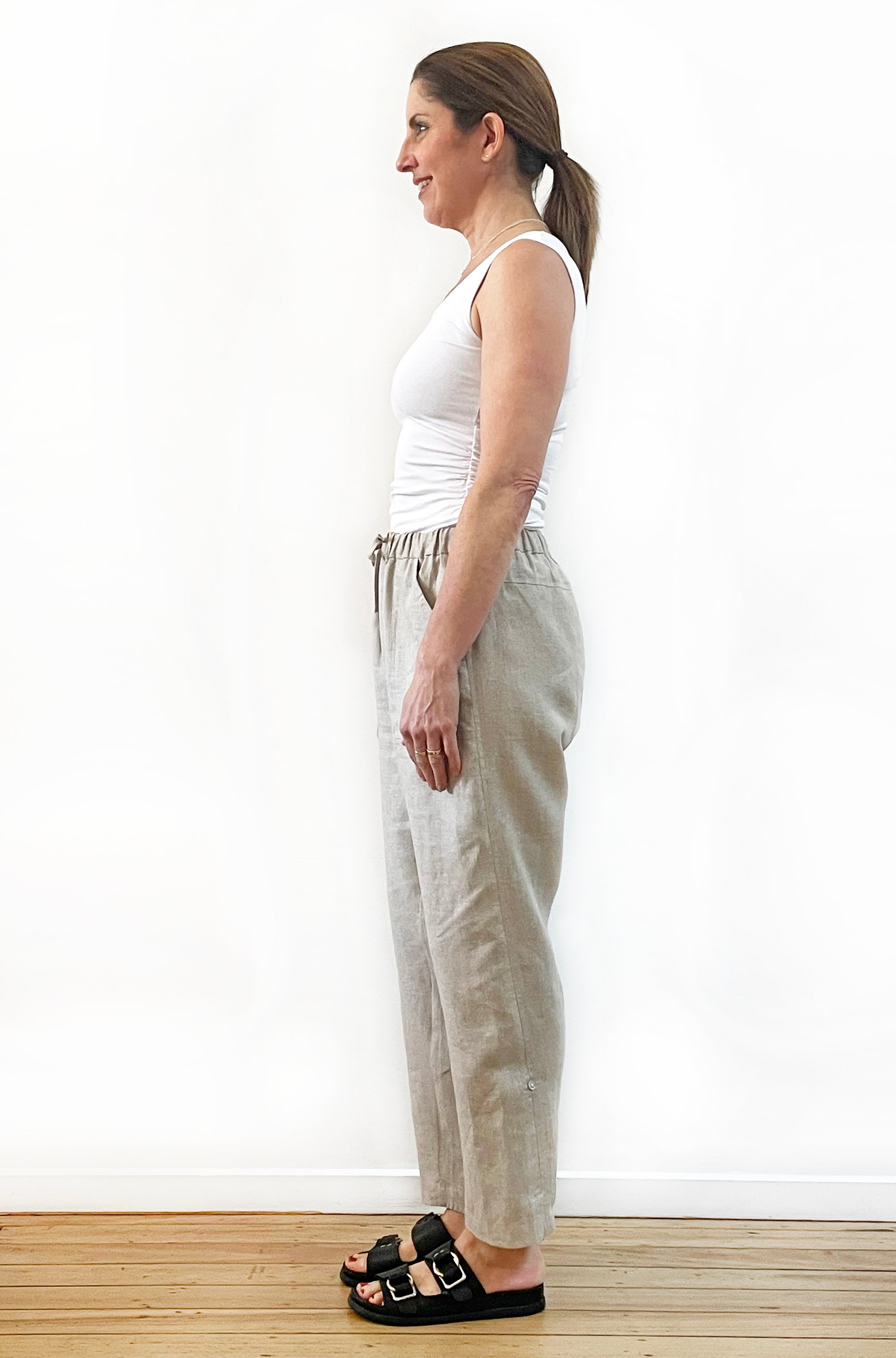 LINEN ROLL UP PANT NATURAL