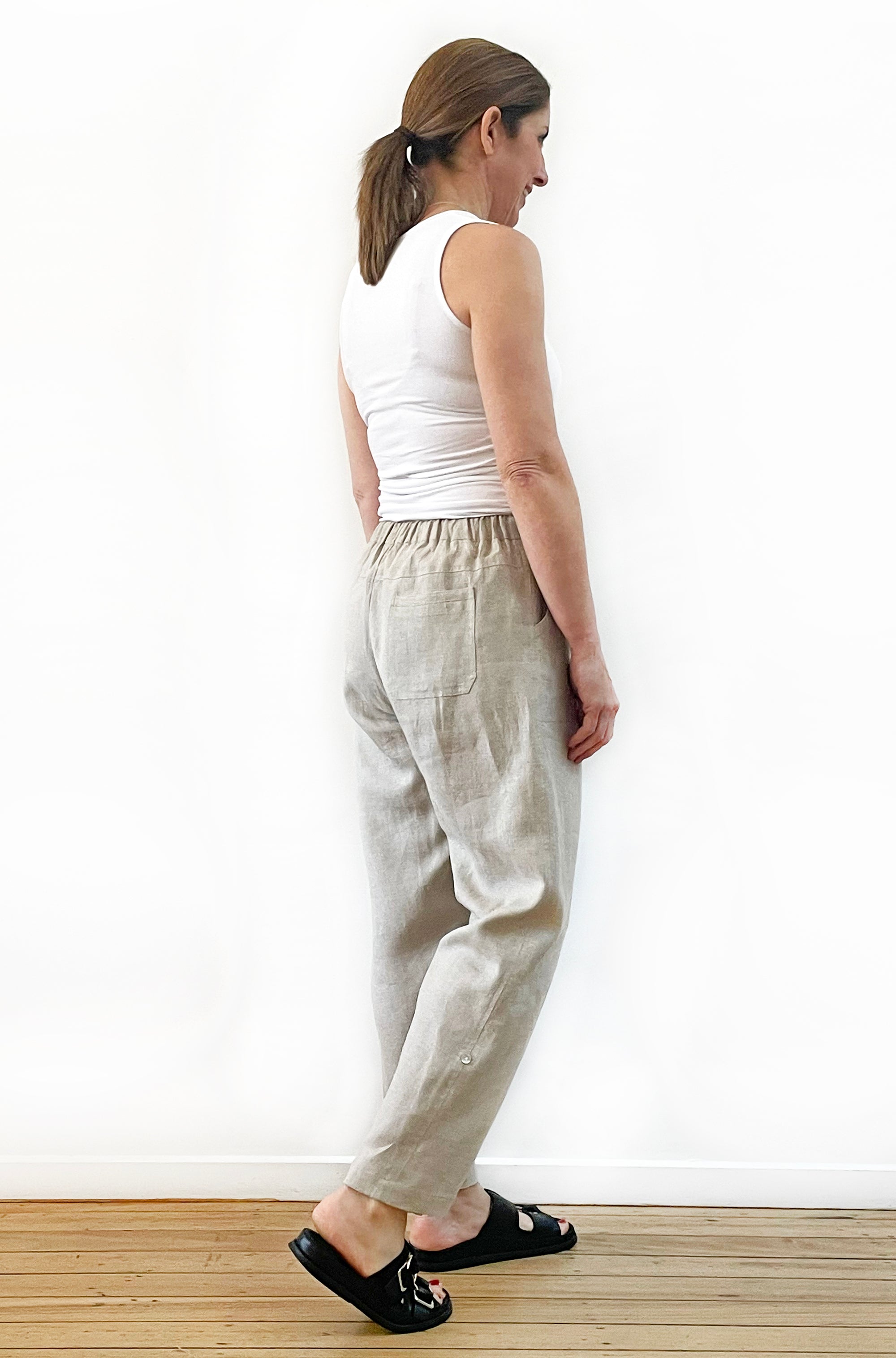 LINEN ROLL UP PANT NATURAL