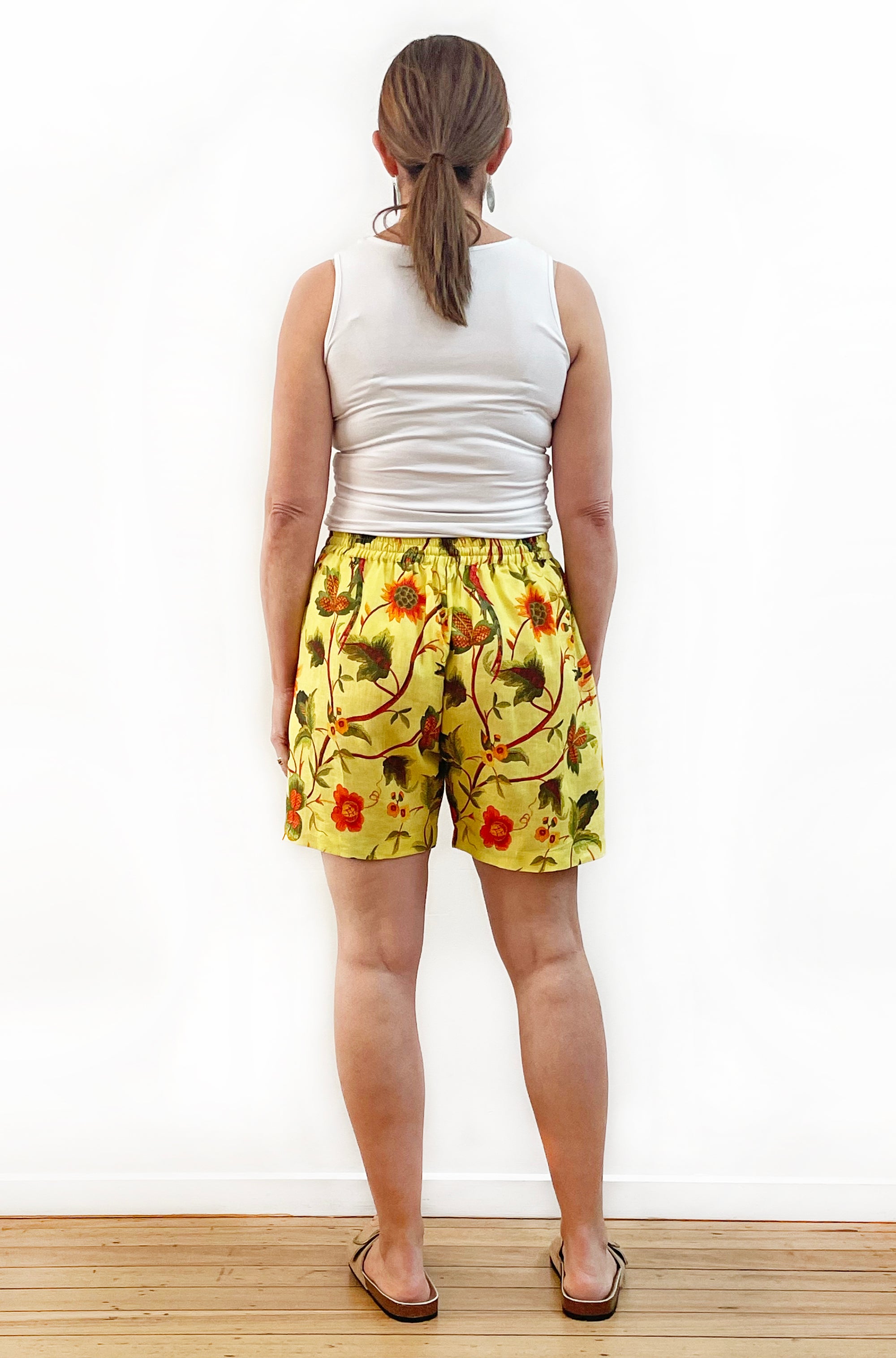 LINEN SHORT YELLOW PRINT