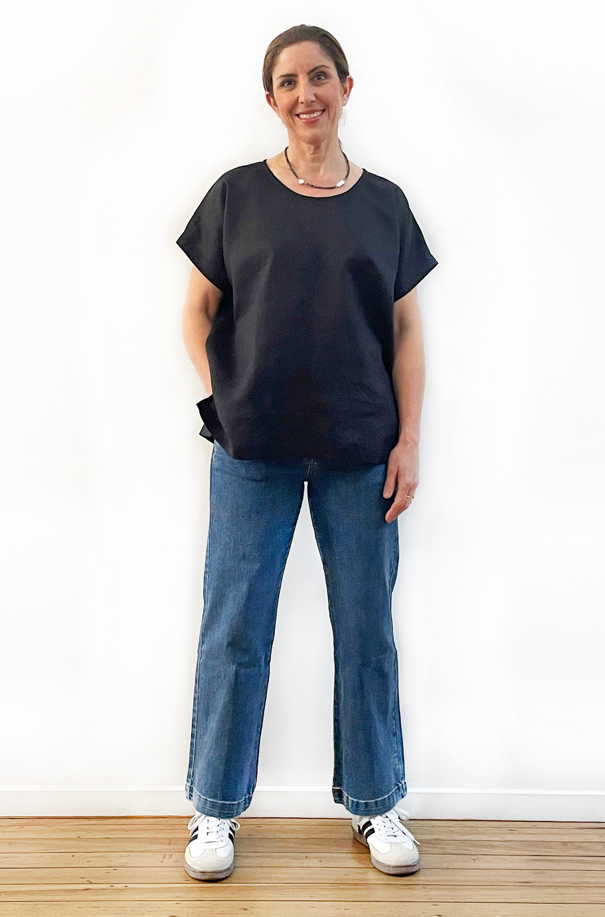 LINEN TEE TOP BLACK