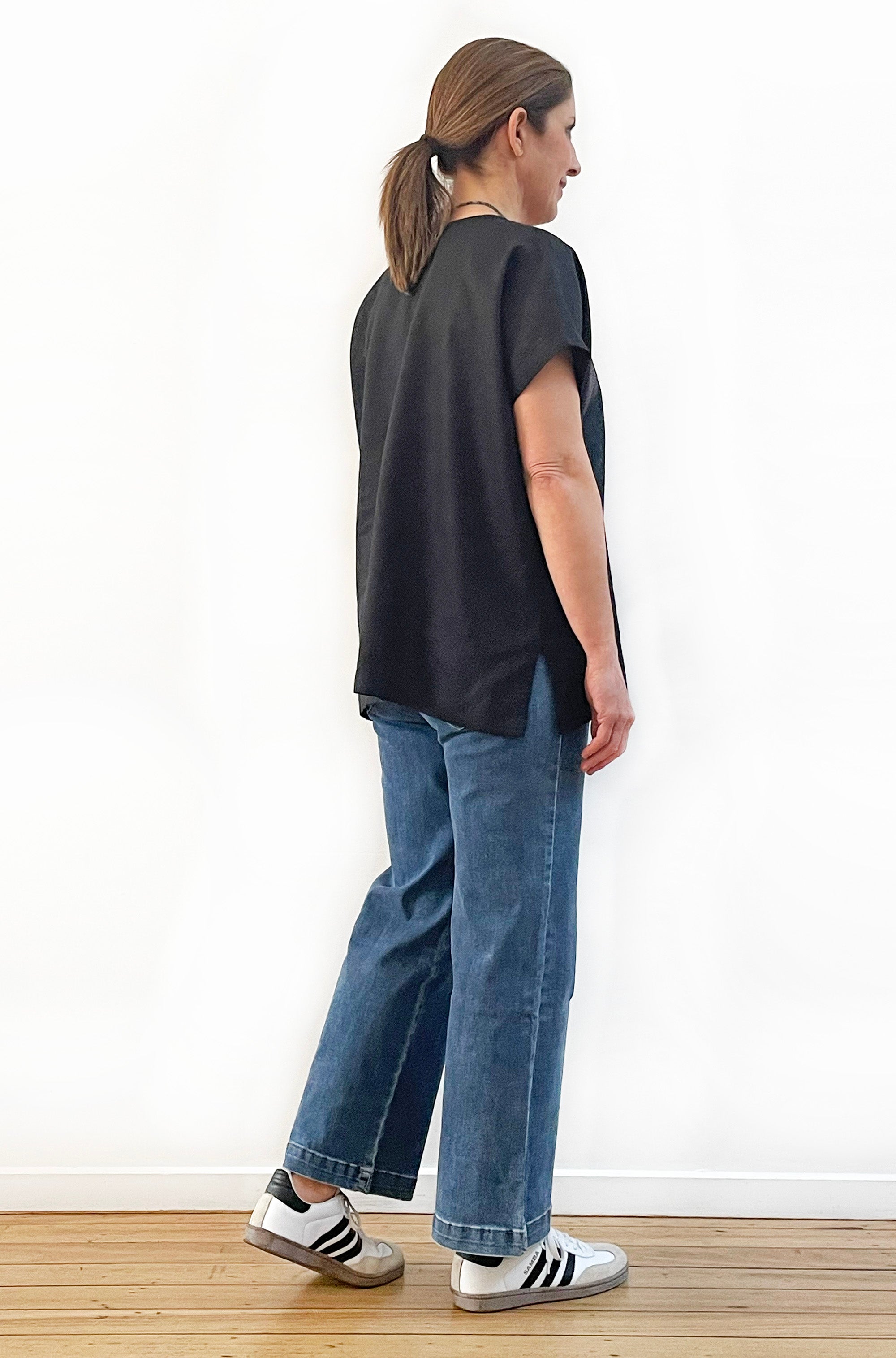 LINEN TEE TOP BLACK