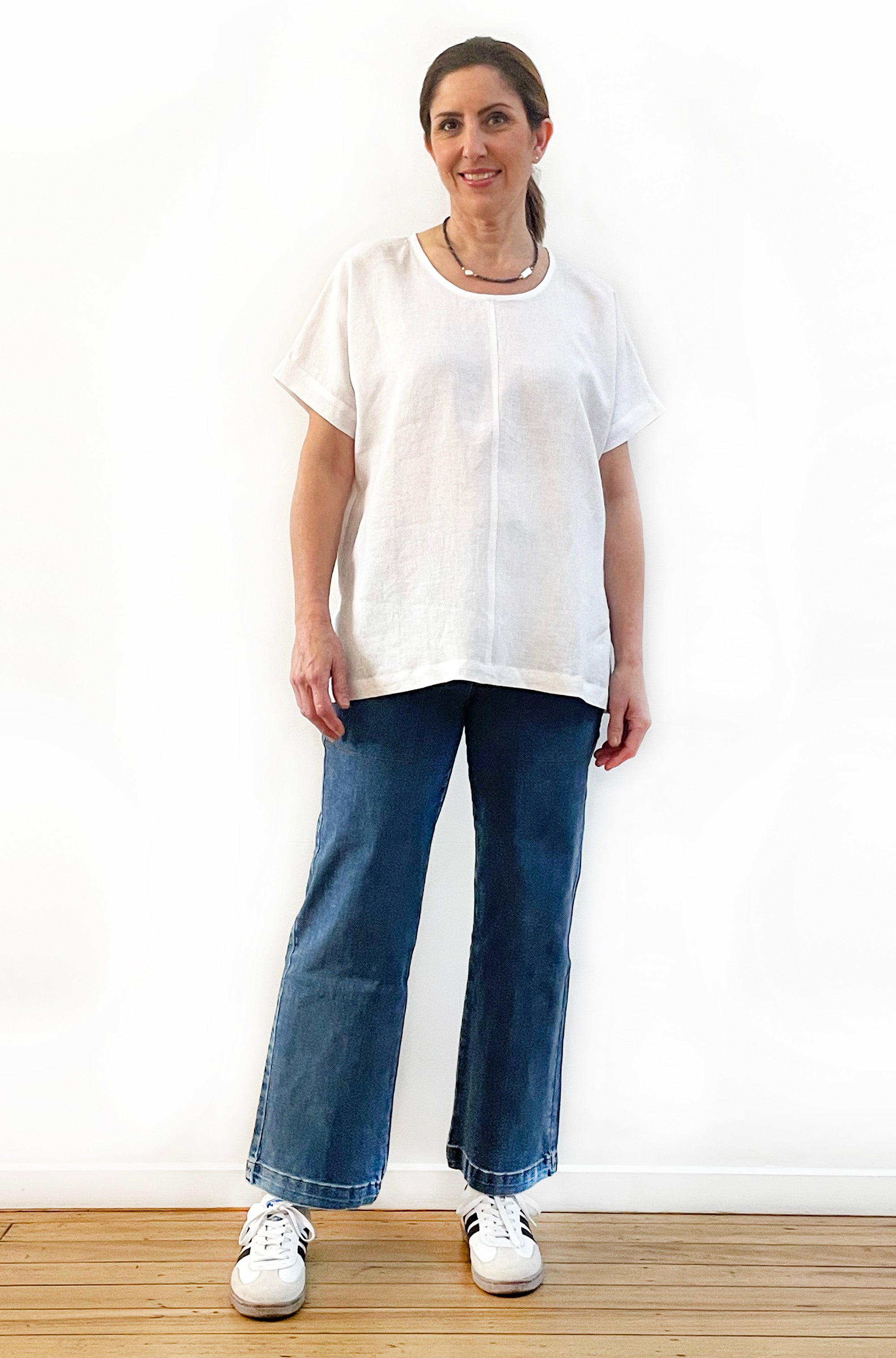 LINEN TEE TOP WHITE