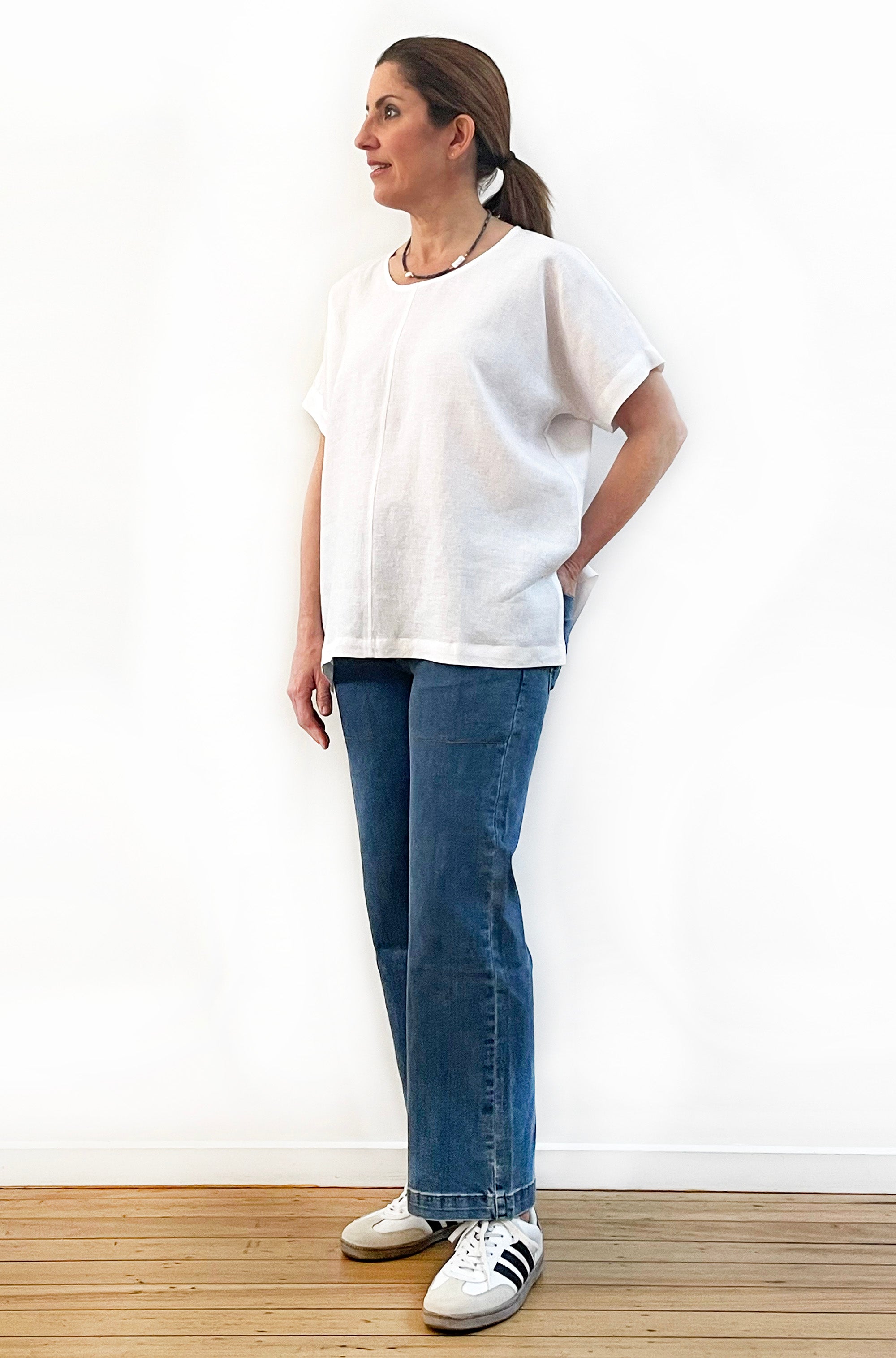 LINEN TEE TOP WHITE