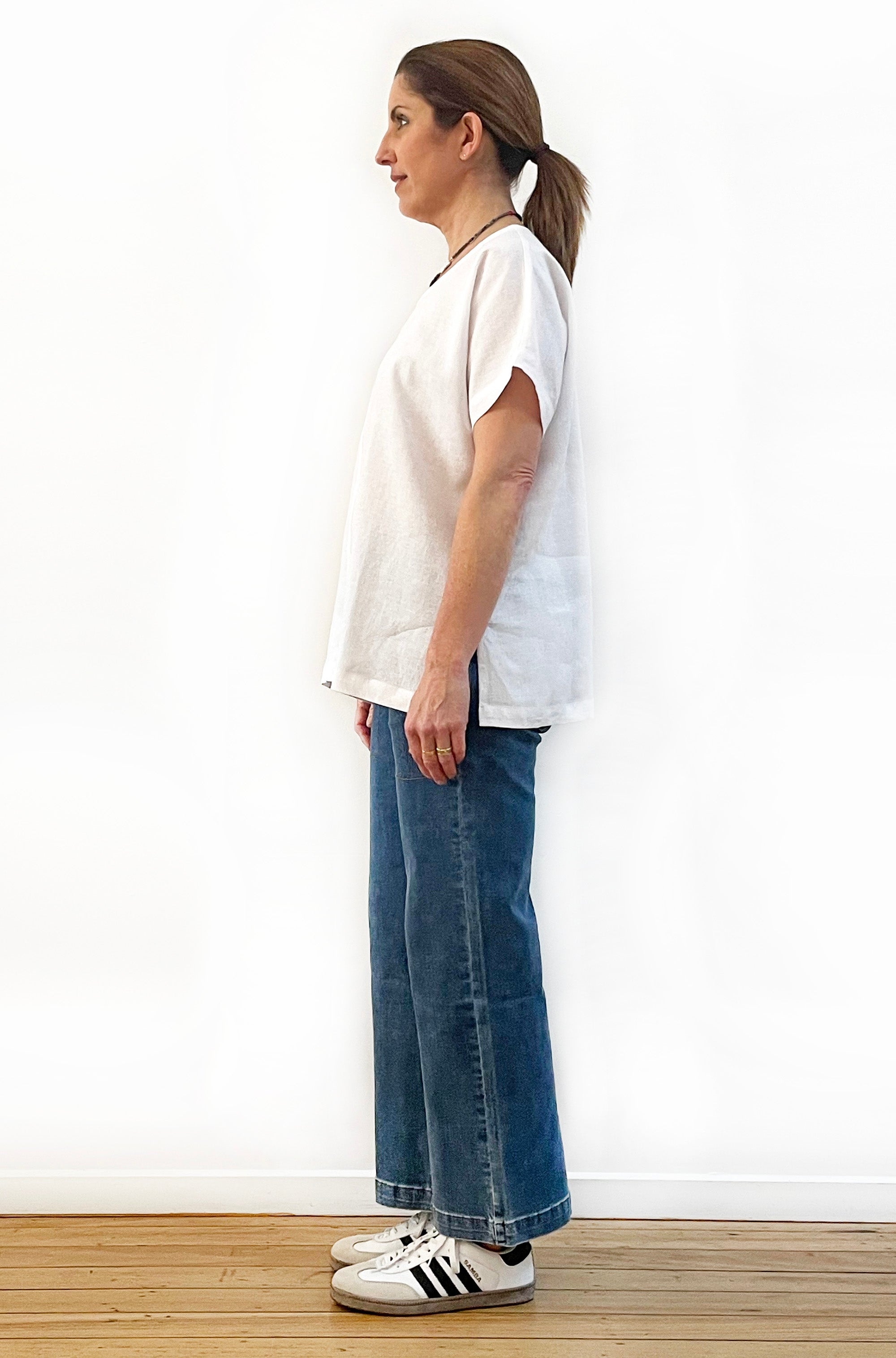 LINEN TEE TOP WHITE