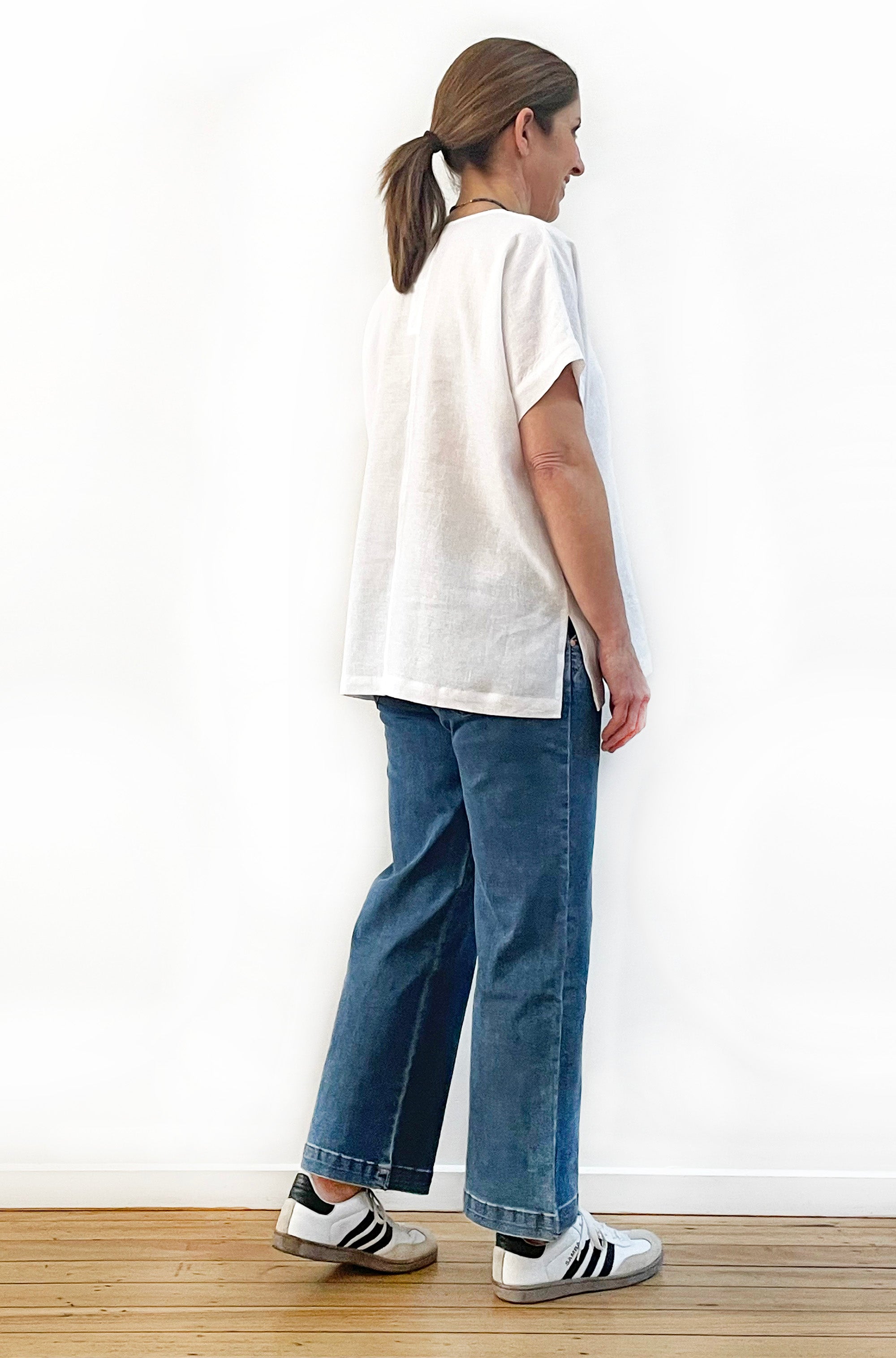 LINEN TEE TOP WHITE