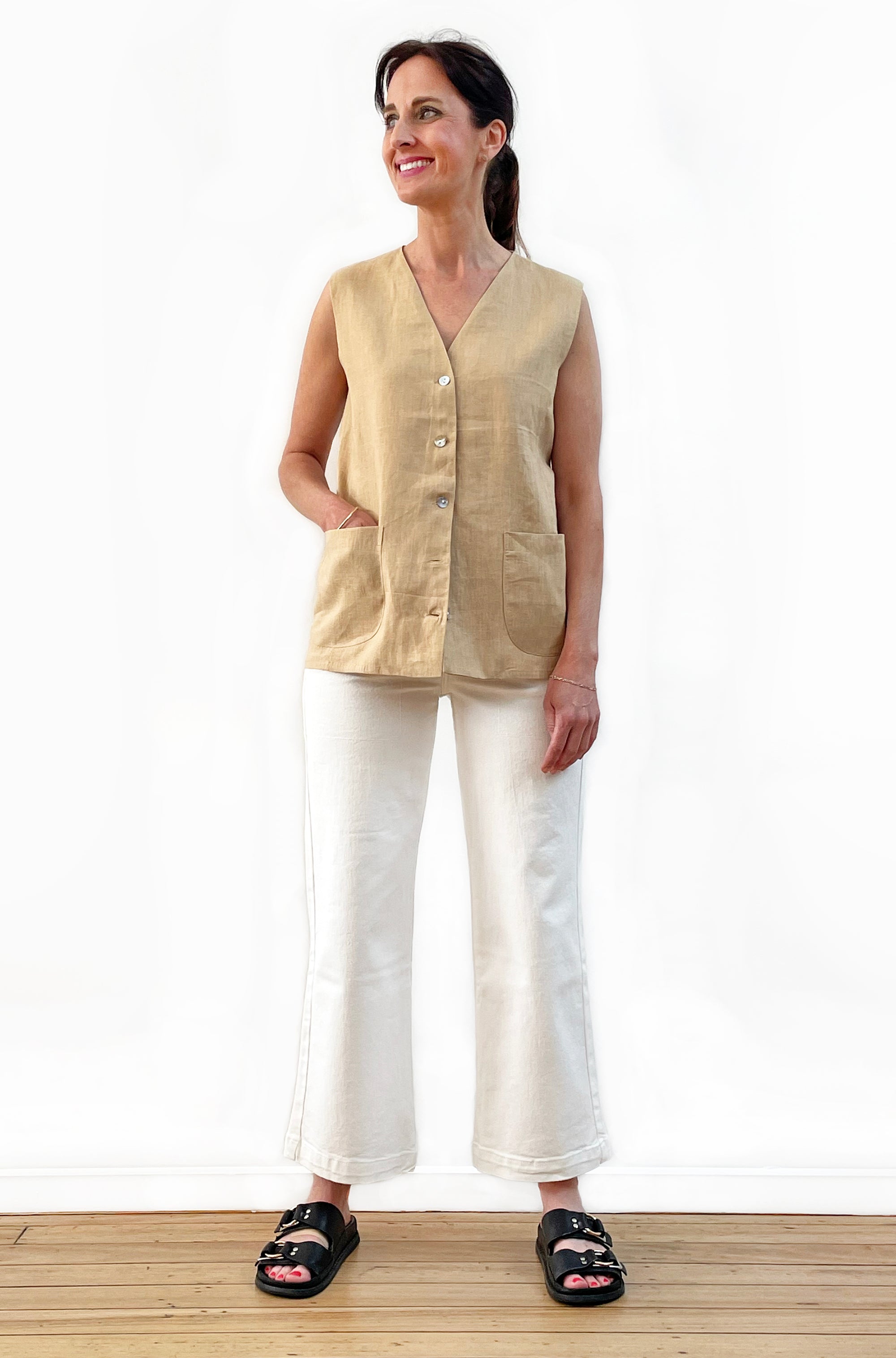 LINEN VEST ANTIQUE GOLD
