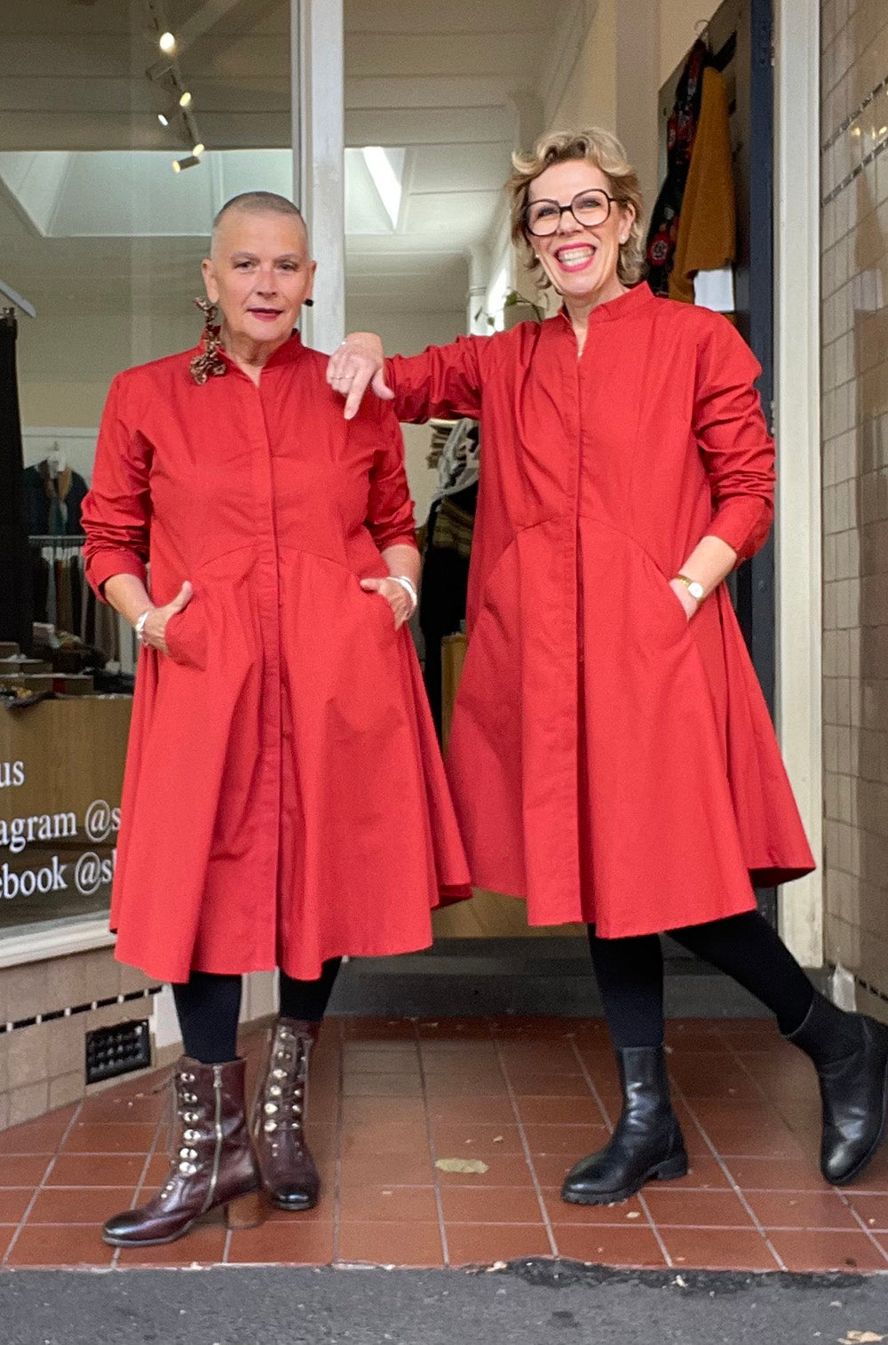 COTTON CURVED SKIRT TUNIC DRESS PAPRIKA