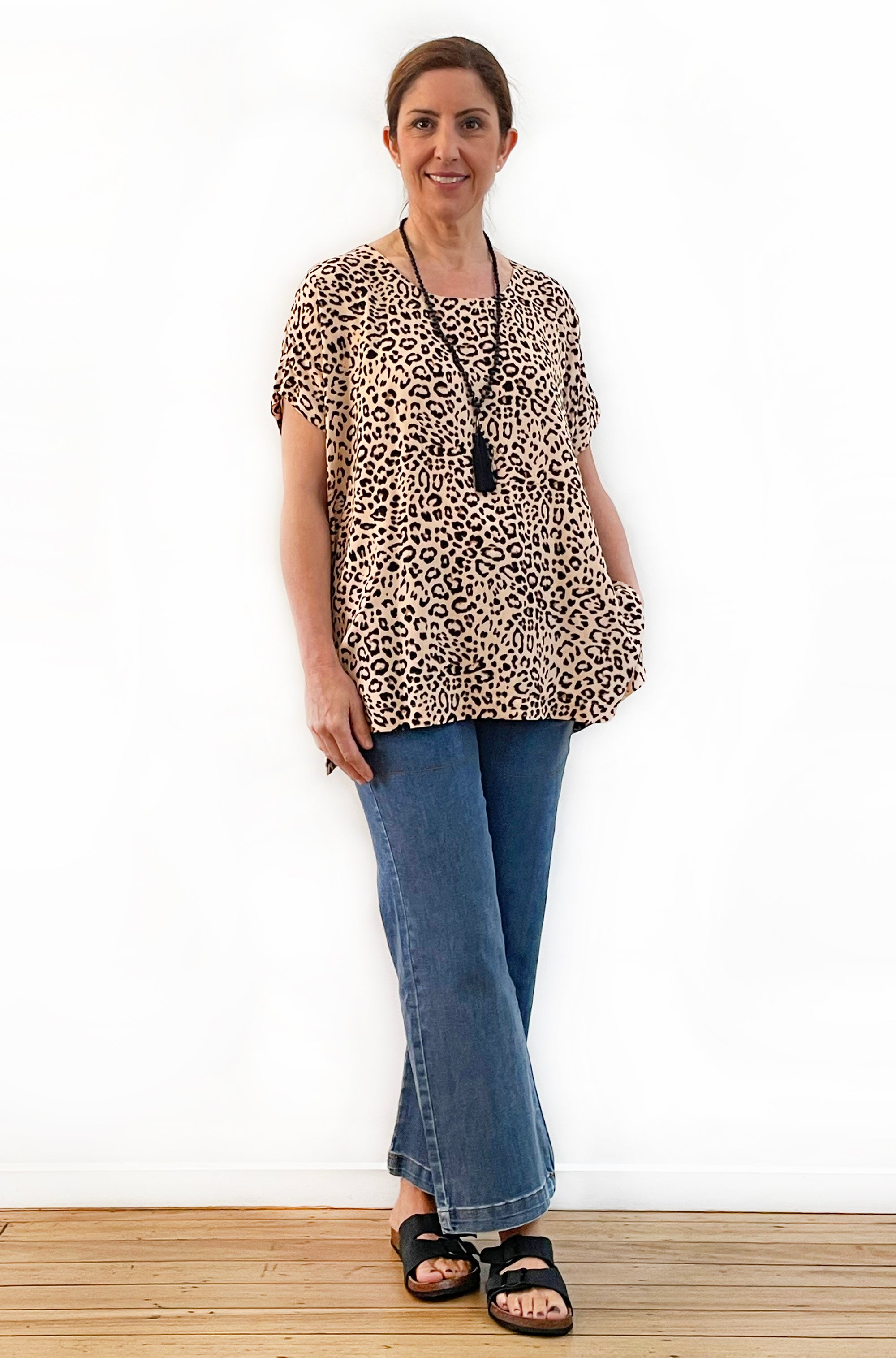 PRINT BOXY TOP LEOPARD