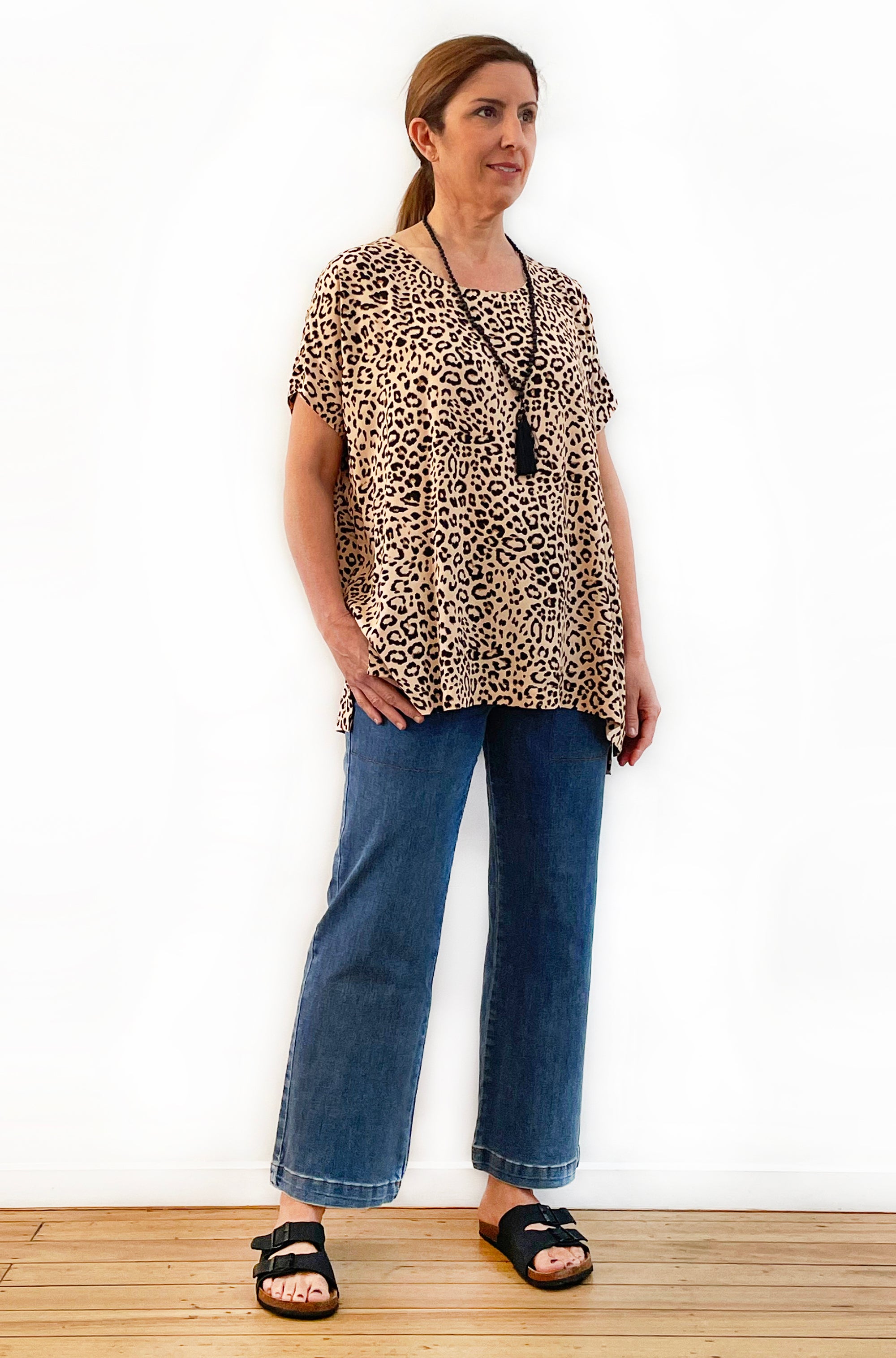 PRINT BOXY TOP LEOPARD