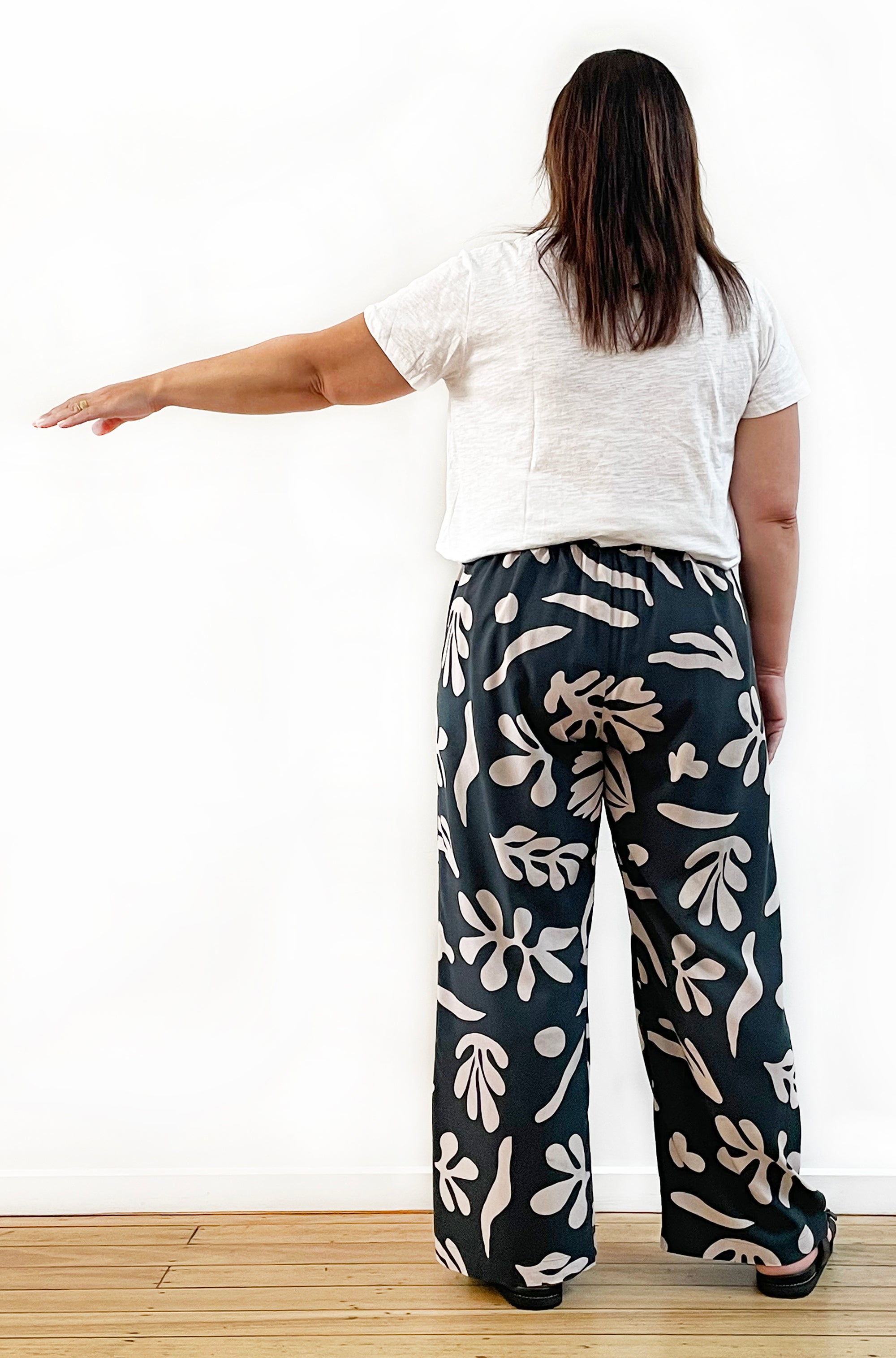 PRINT FULL LENGTH WIDE LEG PANT ABSTRACT LEAF