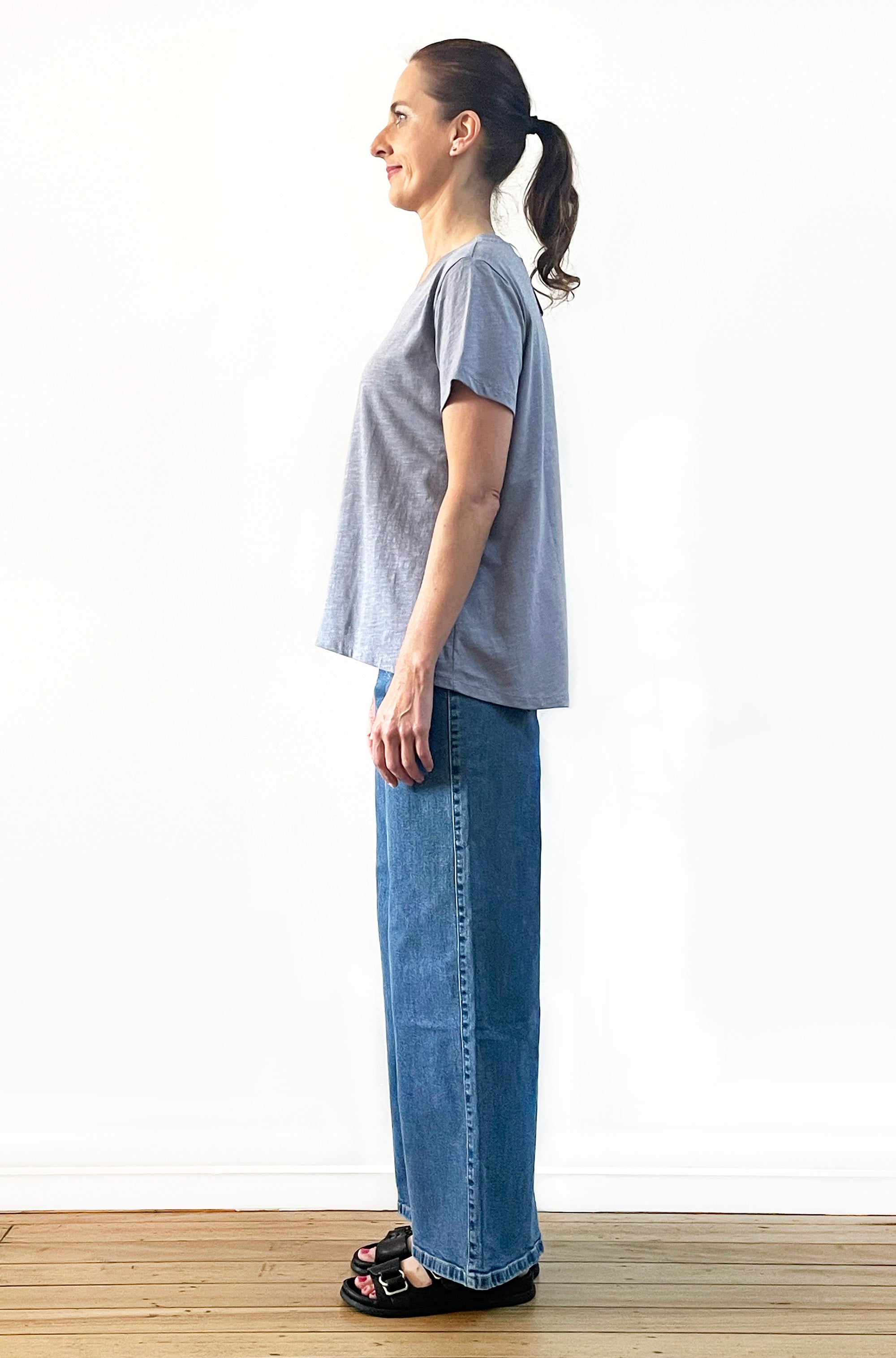 100% COTTON SHORT SLEEVE HI LO TEE SLATE BLUE